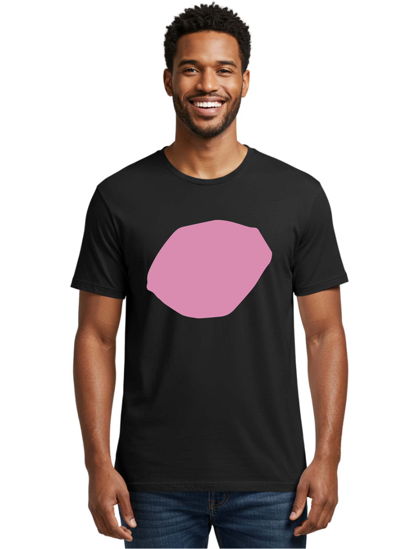 Pink-Shape-1 Men'S Graphic Tee, 100% Cotton, Comfortable Casual Summer Wear, Machine Washable, Pink Abstract Shape, Geometric Form, Pastel Color, Modern Design, Simple Composition, Artistic Element, Digital Art Aab628