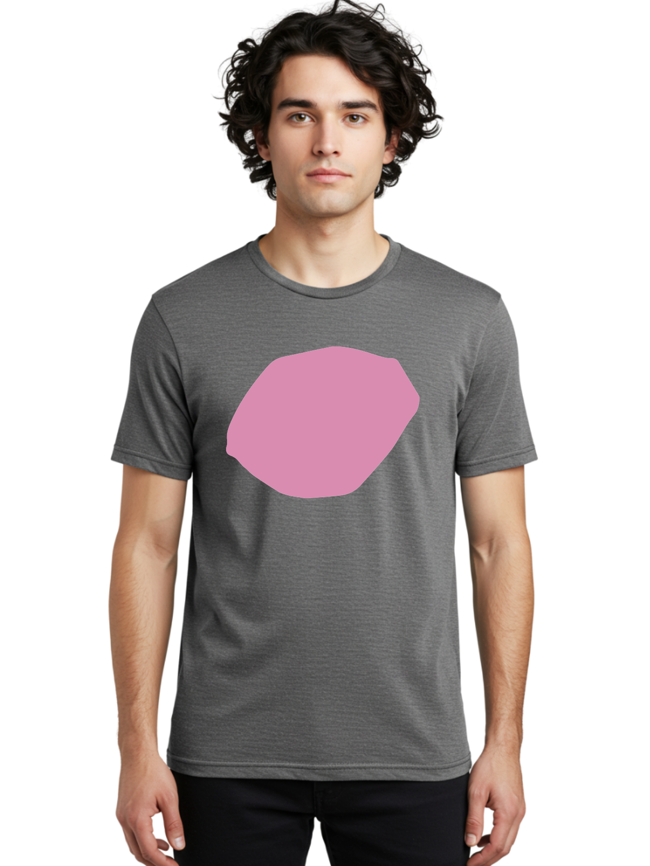 Pink-Shape-1 Men'S Graphic Tee, 100% Cotton, Comfortable Casual Summer Wear, Machine Washable, Pink Abstract Shape, Geometric Form, Pastel Color, Modern Design, Simple Composition, Artistic Element, Digital Art Aab628
