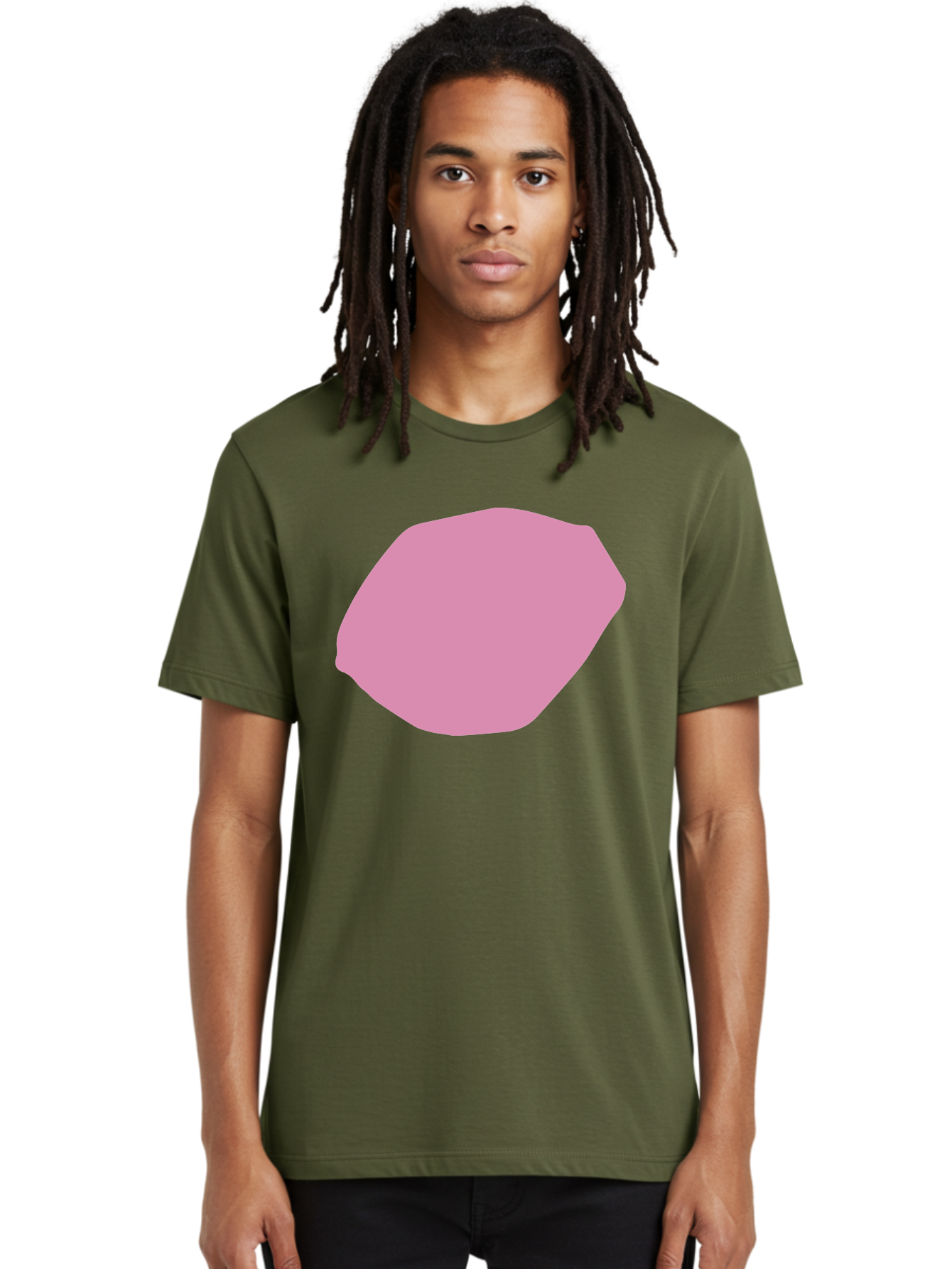 Pink-Shape-1 Men'S Graphic Tee, 100% Cotton, Comfortable Casual Summer Wear, Machine Washable, Pink Abstract Shape, Geometric Form, Pastel Color, Modern Design, Simple Composition, Artistic Element, Digital Art Aab628