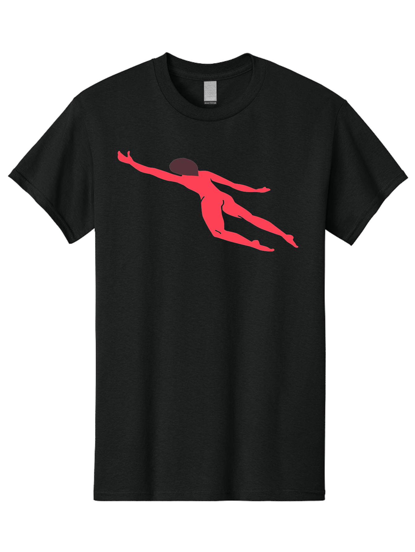 Pink-Silhouette Men'S Graphic Tee, 100% Cotton, Comfortable Casual Summer Wear, Machine Washable, Swimming Motion, Aquatic Activity, Sports, Dynamic Movement, Water Sports, Freestyle Swimmer, Red Figure, Fluid Motion Aab630