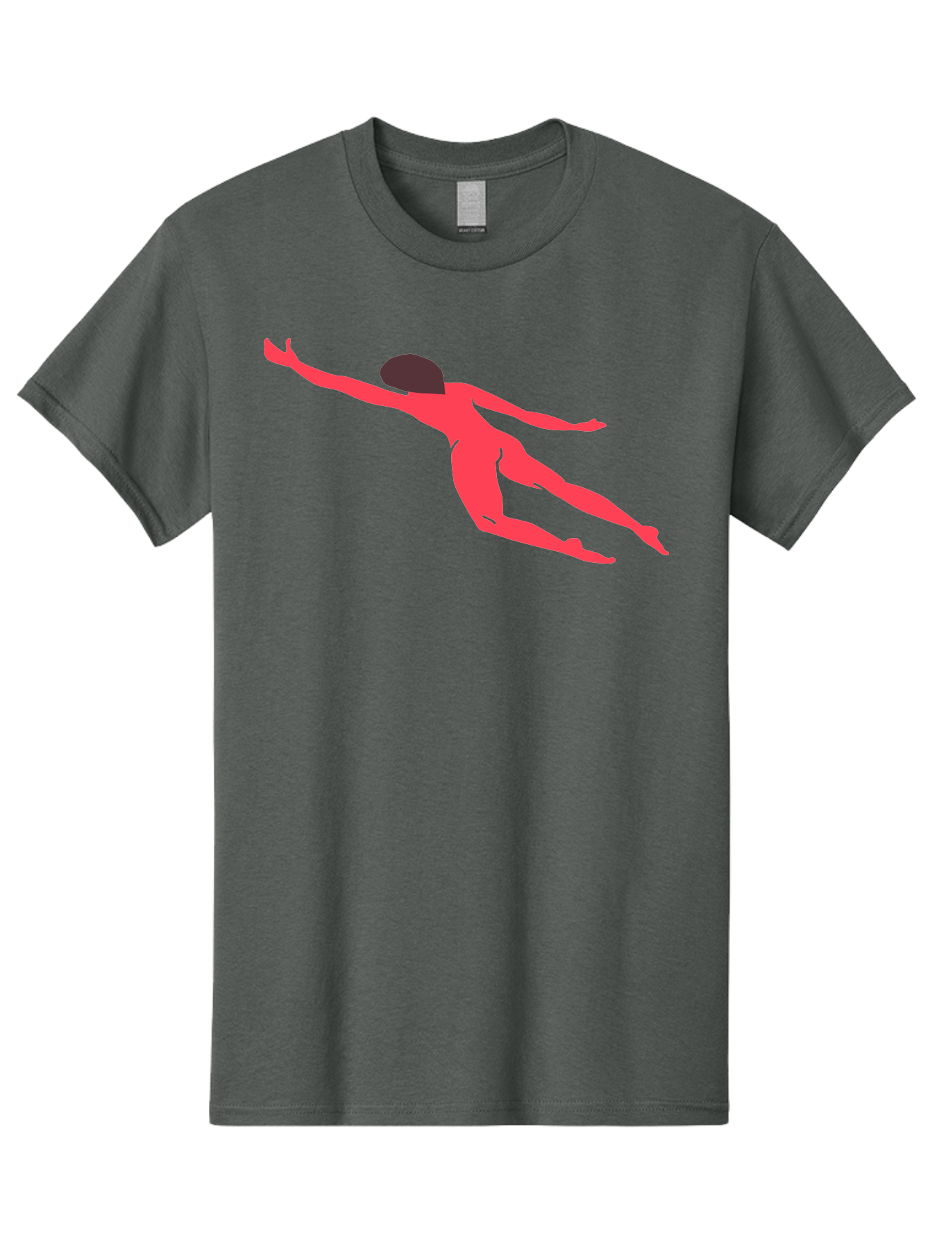 Pink-Silhouette Men'S Graphic Tee, 100% Cotton, Comfortable Casual Summer Wear, Machine Washable, Swimming Motion, Aquatic Activity, Sports, Dynamic Movement, Water Sports, Freestyle Swimmer, Red Figure, Fluid Motion Aab630