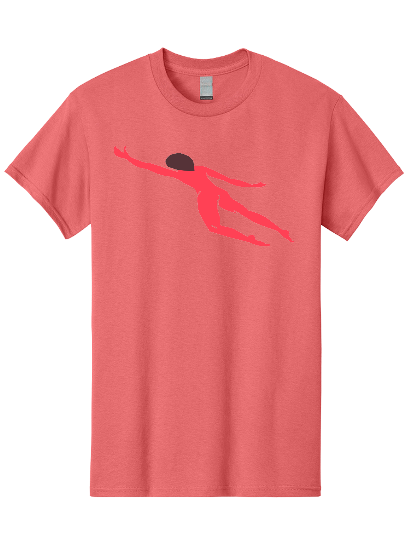 Pink-Silhouette Men'S Graphic Tee, 100% Cotton, Comfortable Casual Summer Wear, Machine Washable, Swimming Motion, Aquatic Activity, Sports, Dynamic Movement, Water Sports, Freestyle Swimmer, Red Figure, Fluid Motion Aab630