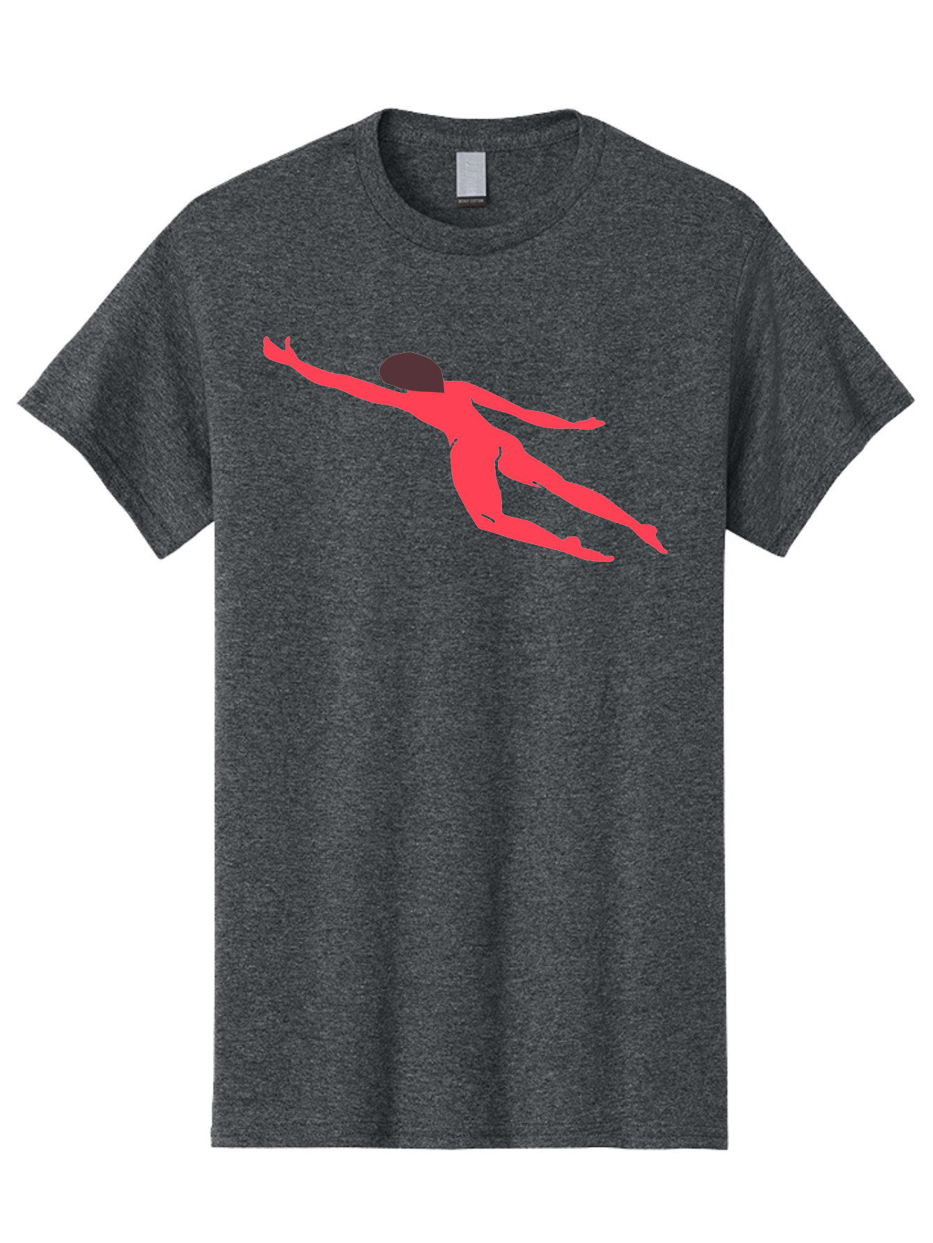 Pink-Silhouette Men'S Graphic Tee, 100% Cotton, Comfortable Casual Summer Wear, Machine Washable, Swimming Motion, Aquatic Activity, Sports, Dynamic Movement, Water Sports, Freestyle Swimmer, Red Figure, Fluid Motion Aab630