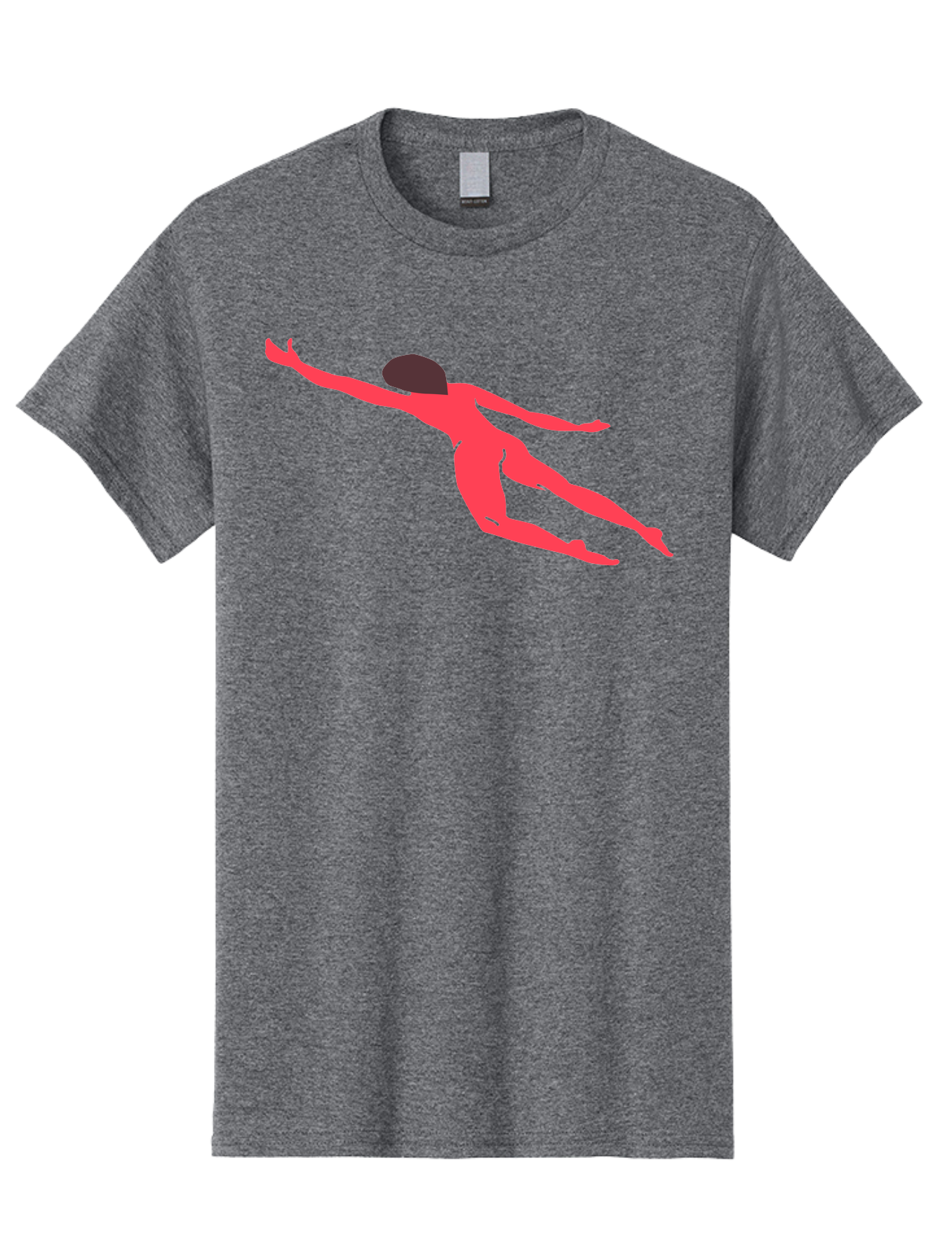Pink-Silhouette Men'S Graphic Tee, 100% Cotton, Comfortable Casual Summer Wear, Machine Washable, Swimming Motion, Aquatic Activity, Sports, Dynamic Movement, Water Sports, Freestyle Swimmer, Red Figure, Fluid Motion Aab630