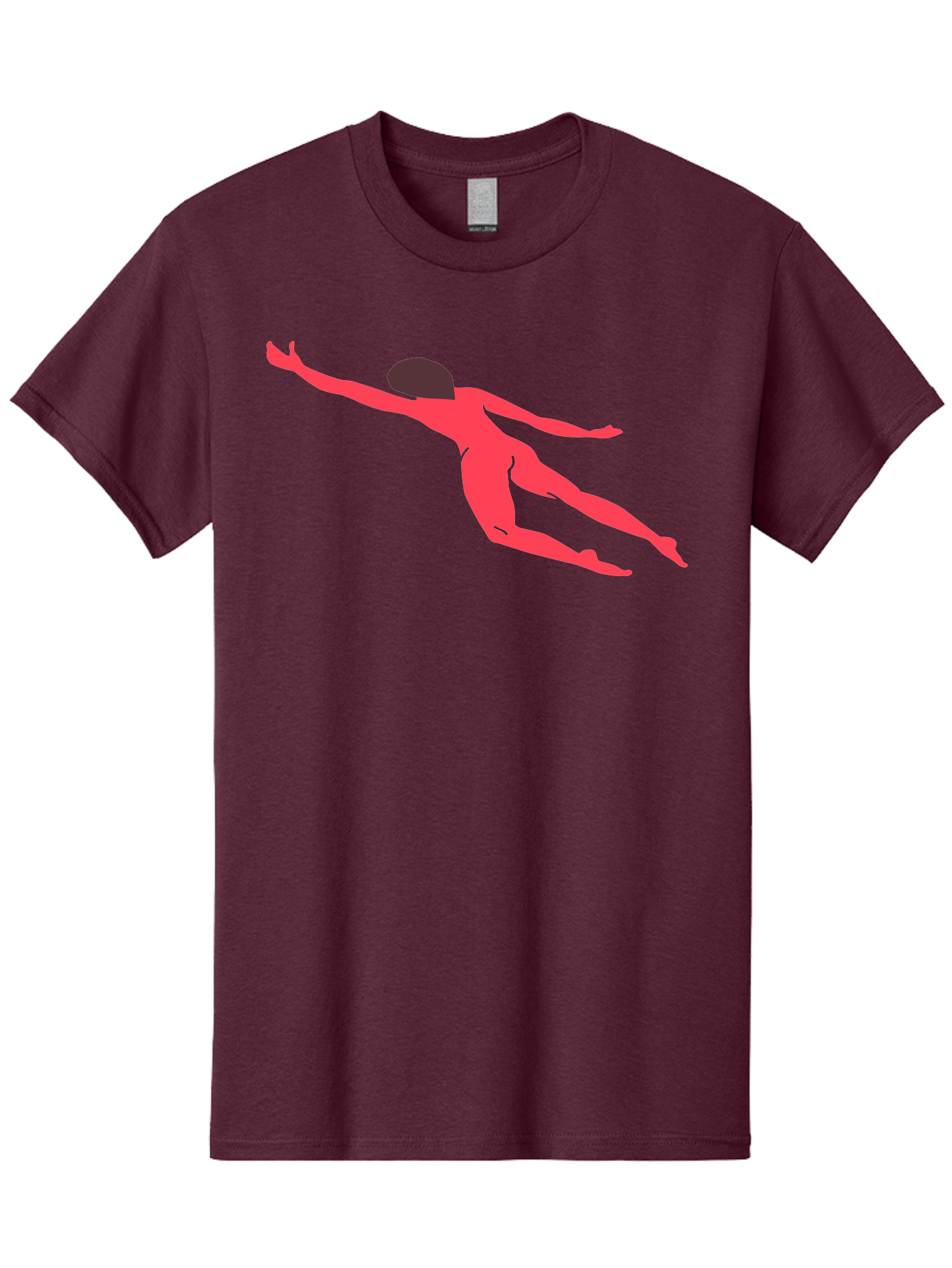 Pink-Silhouette Men'S Graphic Tee, 100% Cotton, Comfortable Casual Summer Wear, Machine Washable, Swimming Motion, Aquatic Activity, Sports, Dynamic Movement, Water Sports, Freestyle Swimmer, Red Figure, Fluid Motion Aab630