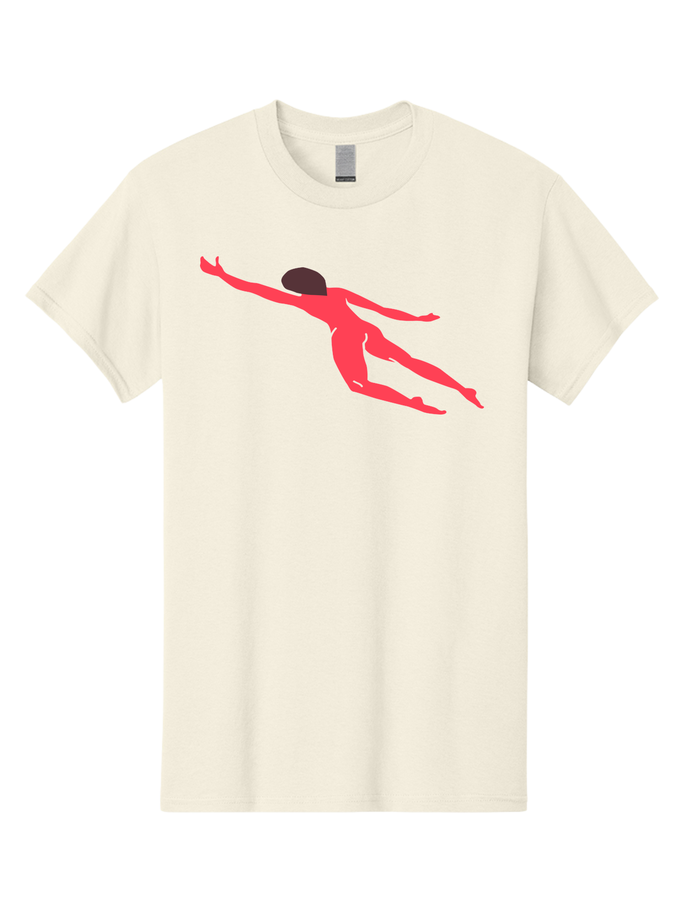 Pink-Silhouette Men'S Graphic Tee, 100% Cotton, Comfortable Casual Summer Wear, Machine Washable, Swimming Motion, Aquatic Activity, Sports, Dynamic Movement, Water Sports, Freestyle Swimmer, Red Figure, Fluid Motion Aab630