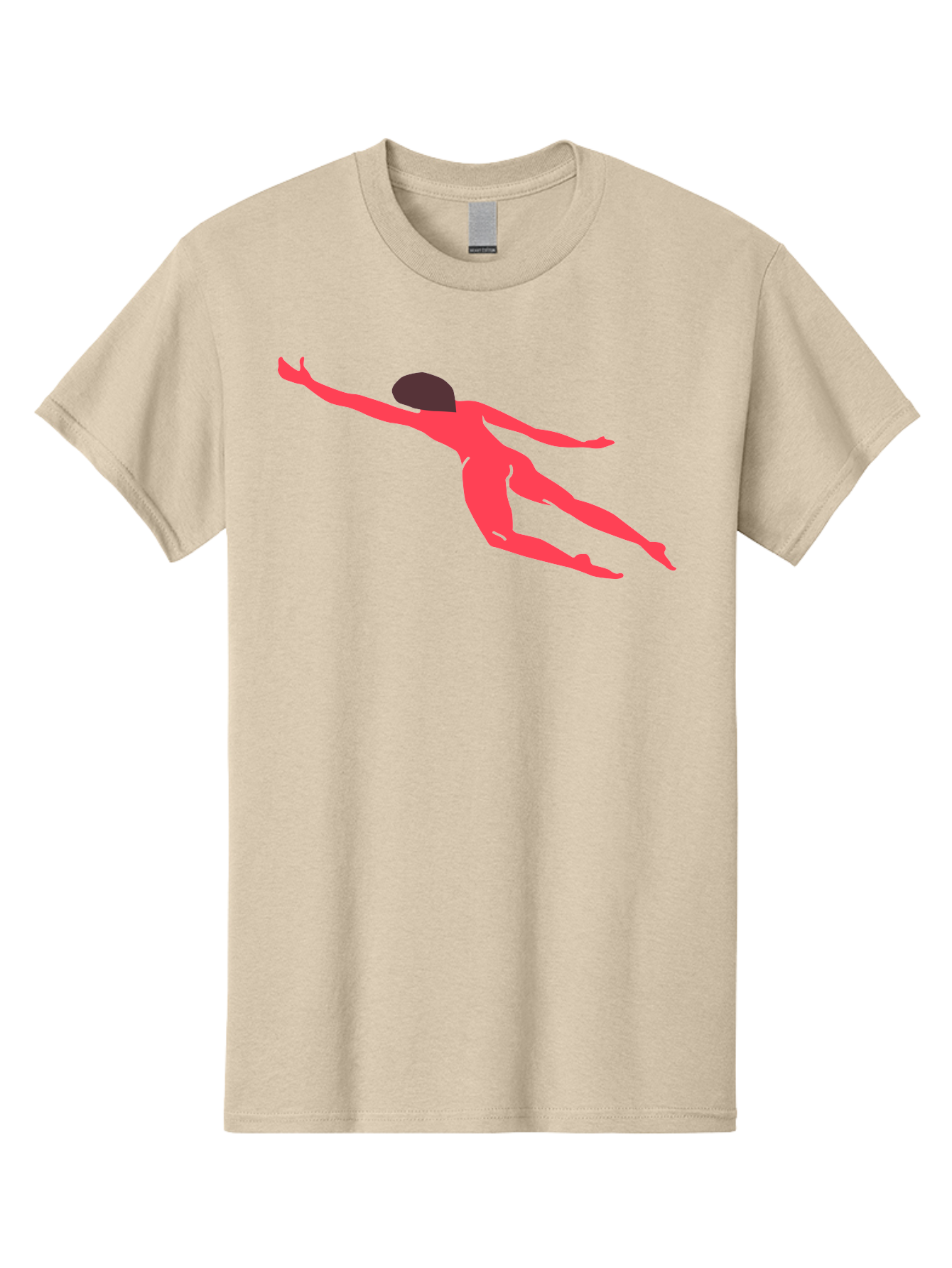 Pink-Silhouette Men'S Graphic Tee, 100% Cotton, Comfortable Casual Summer Wear, Machine Washable, Swimming Motion, Aquatic Activity, Sports, Dynamic Movement, Water Sports, Freestyle Swimmer, Red Figure, Fluid Motion Aab630