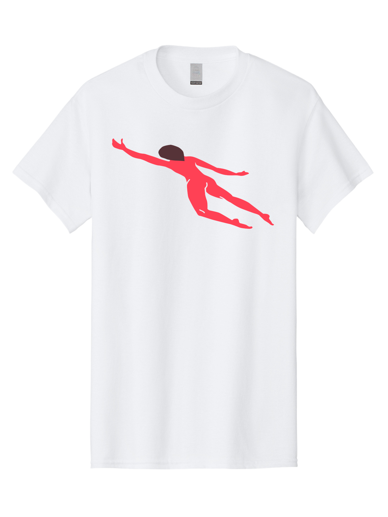Pink-Silhouette Men'S Graphic Tee, 100% Cotton, Comfortable Casual Summer Wear, Machine Washable, Swimming Motion, Aquatic Activity, Sports, Dynamic Movement, Water Sports, Freestyle Swimmer, Red Figure, Fluid Motion Aab630