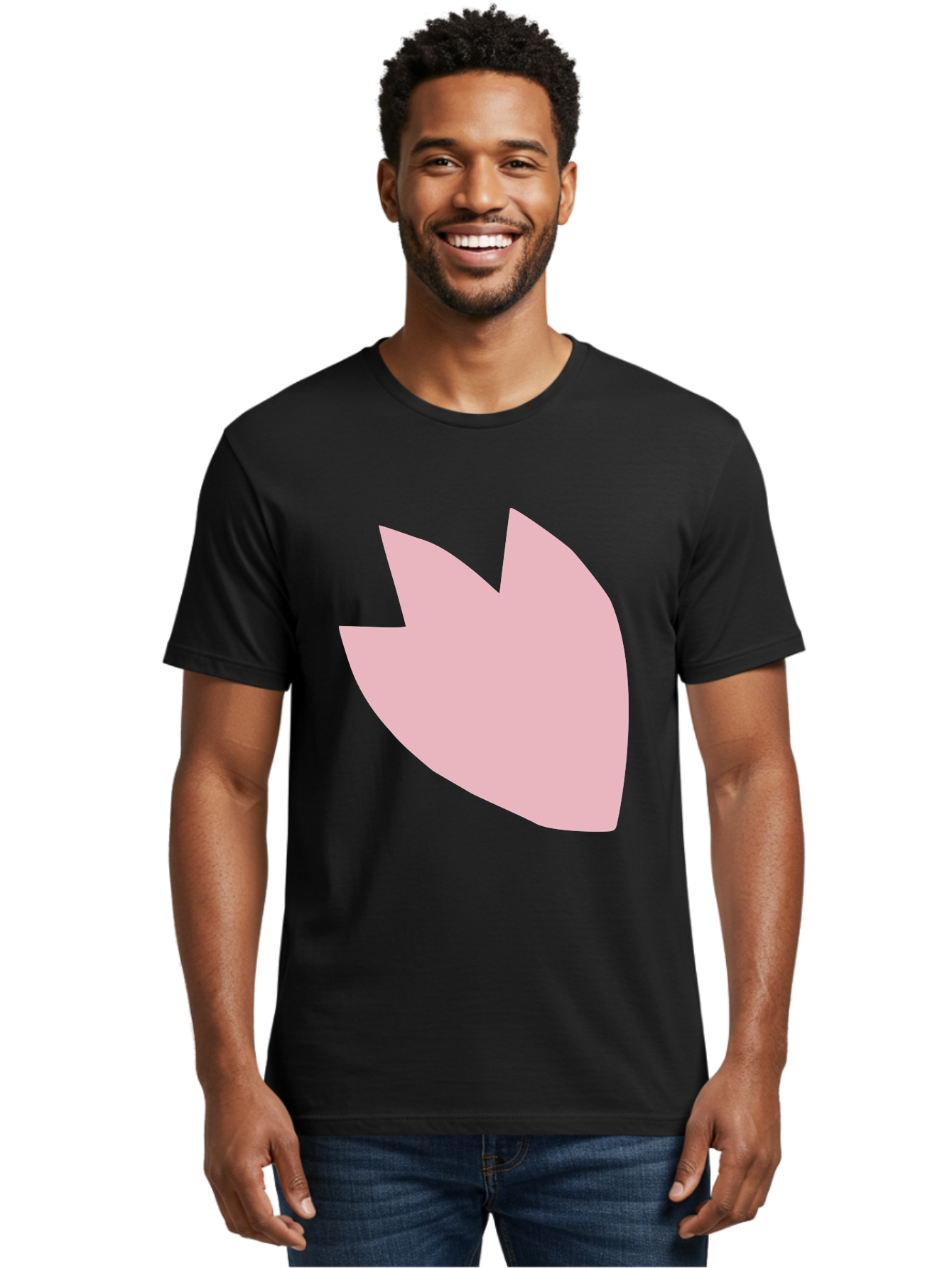 Pink-Tulip Men'S Graphic Tee, 100% Cotton, Comfortable Casual Summer Wear, Machine Washable, Pink Flower, Tulip Silhouette, Minimalist Design, Simple Shape, Floral Element, Soft Pink Hue, Abstract Shape Aab631