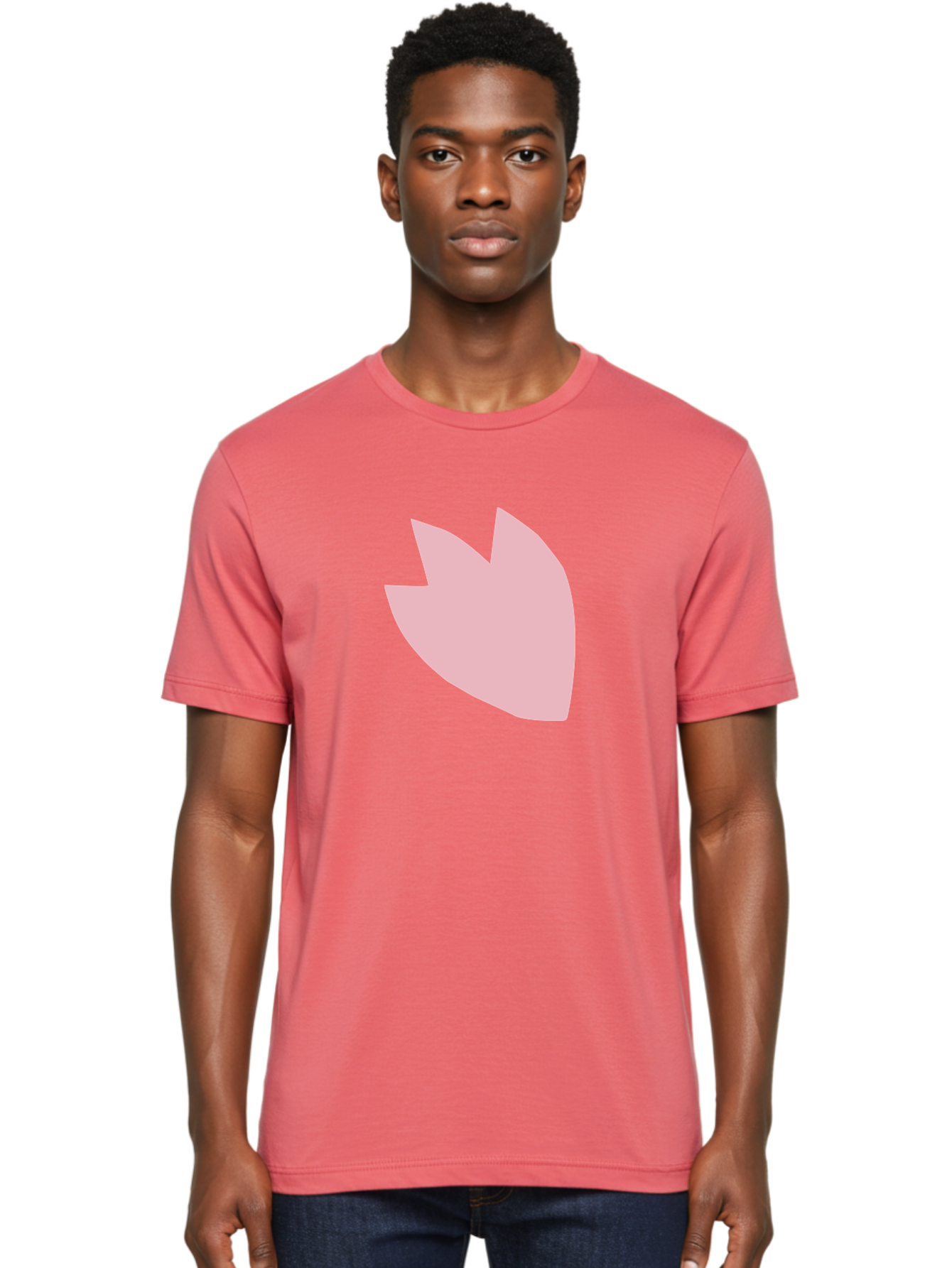 Pink-Tulip Men'S Graphic Tee, 100% Cotton, Comfortable Casual Summer Wear, Machine Washable, Pink Flower, Tulip Silhouette, Minimalist Design, Simple Shape, Floral Element, Soft Pink Hue, Abstract Shape Aab631