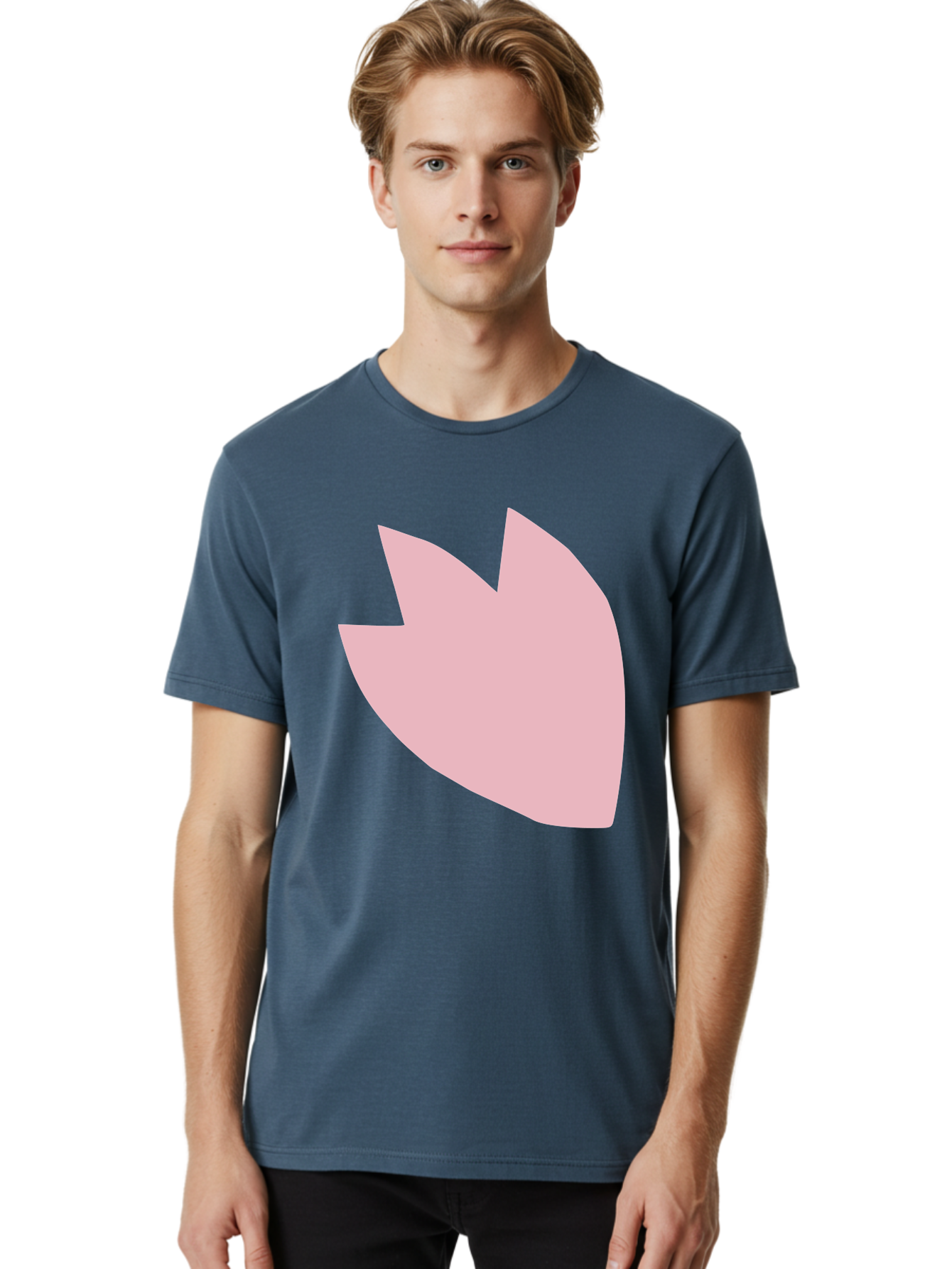 Pink-Tulip Men'S Graphic Tee, 100% Cotton, Comfortable Casual Summer Wear, Machine Washable, Pink Flower, Tulip Silhouette, Minimalist Design, Simple Shape, Floral Element, Soft Pink Hue, Abstract Shape Aab631