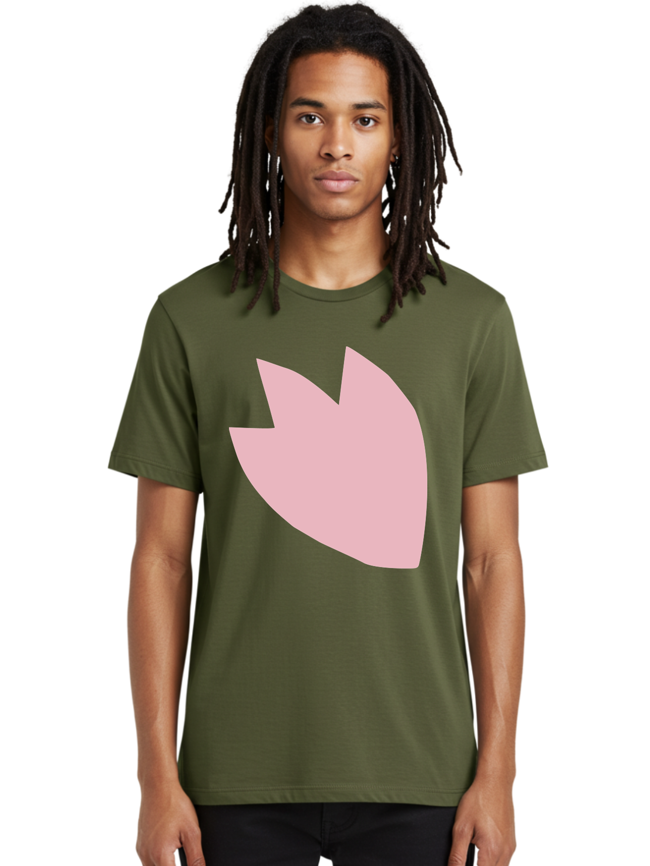 Pink-Tulip Men'S Graphic Tee, 100% Cotton, Comfortable Casual Summer Wear, Machine Washable, Pink Flower, Tulip Silhouette, Minimalist Design, Simple Shape, Floral Element, Soft Pink Hue, Abstract Shape Aab631