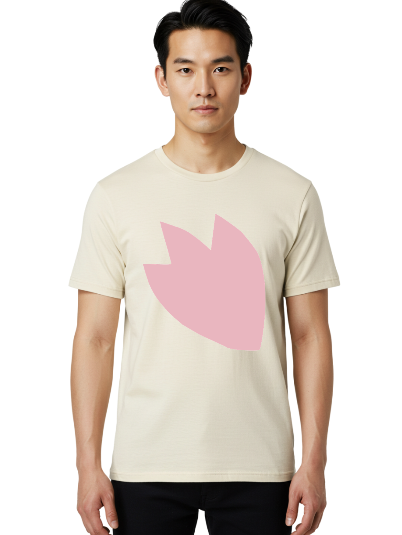 Pink-Tulip Men'S Graphic Tee, 100% Cotton, Comfortable Casual Summer Wear, Machine Washable, Pink Flower, Tulip Silhouette, Minimalist Design, Simple Shape, Floral Element, Soft Pink Hue, Abstract Shape Aab631