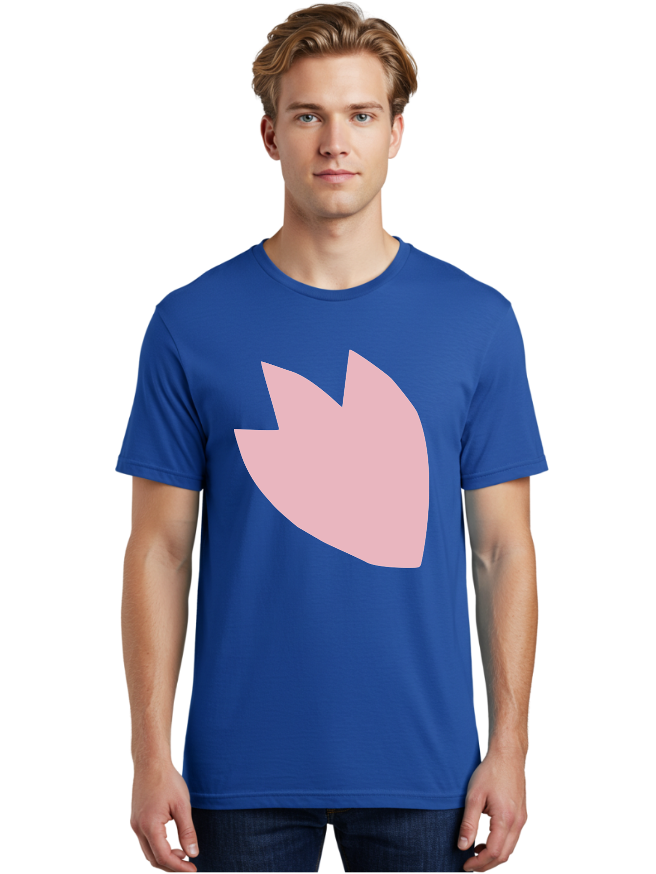 Pink-Tulip Men'S Graphic Tee, 100% Cotton, Comfortable Casual Summer Wear, Machine Washable, Pink Flower, Tulip Silhouette, Minimalist Design, Simple Shape, Floral Element, Soft Pink Hue, Abstract Shape Aab631