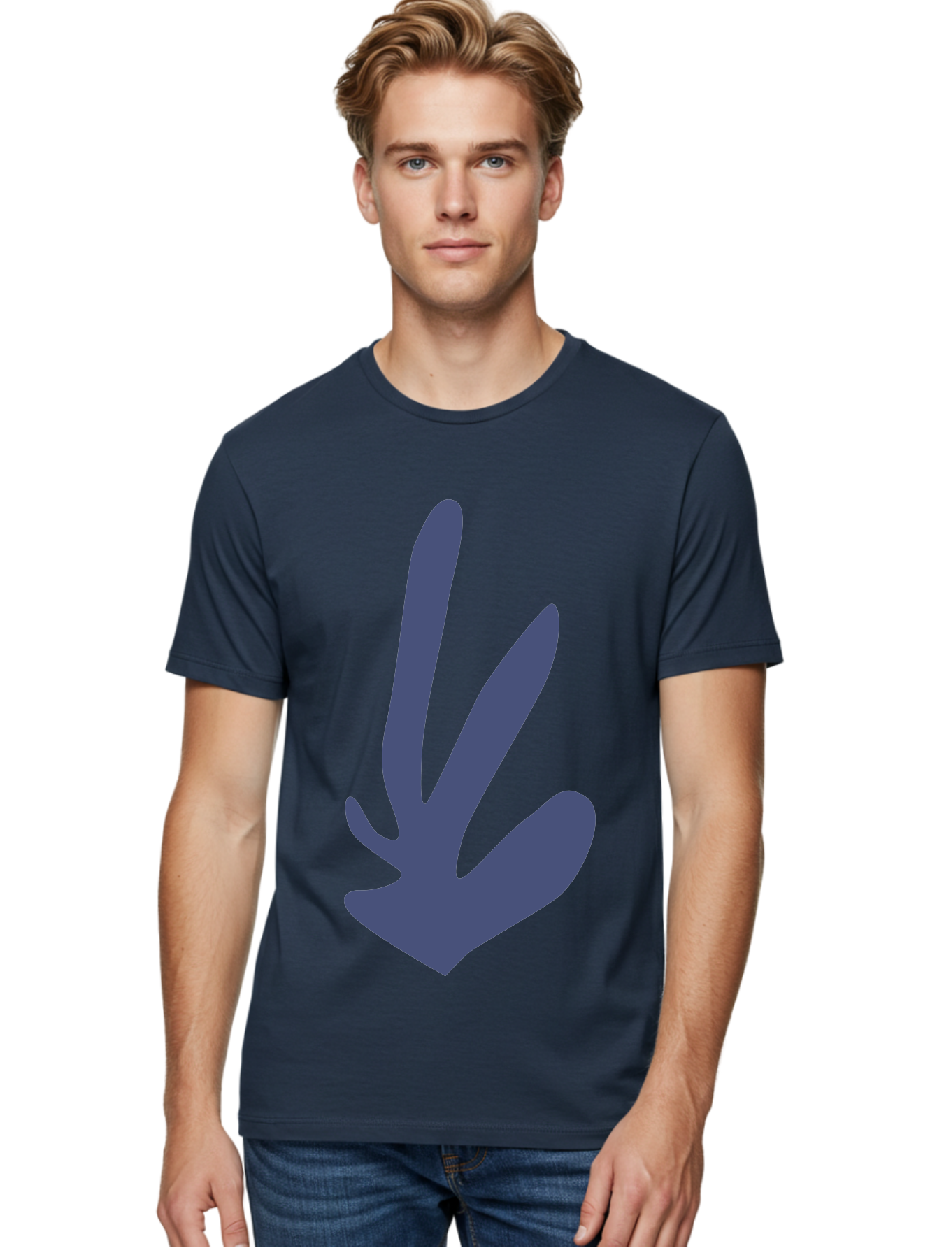 Purple-Hand Men'S Graphic Tee, 100% Cotton, Comfortable Casual Summer Wear, Machine Washable, Bird Footprint, Animal Track, Wildlife Sign, Nature Symbol, Bird Watching, Outdoor Adventure, Wildlife Conservation Aab632