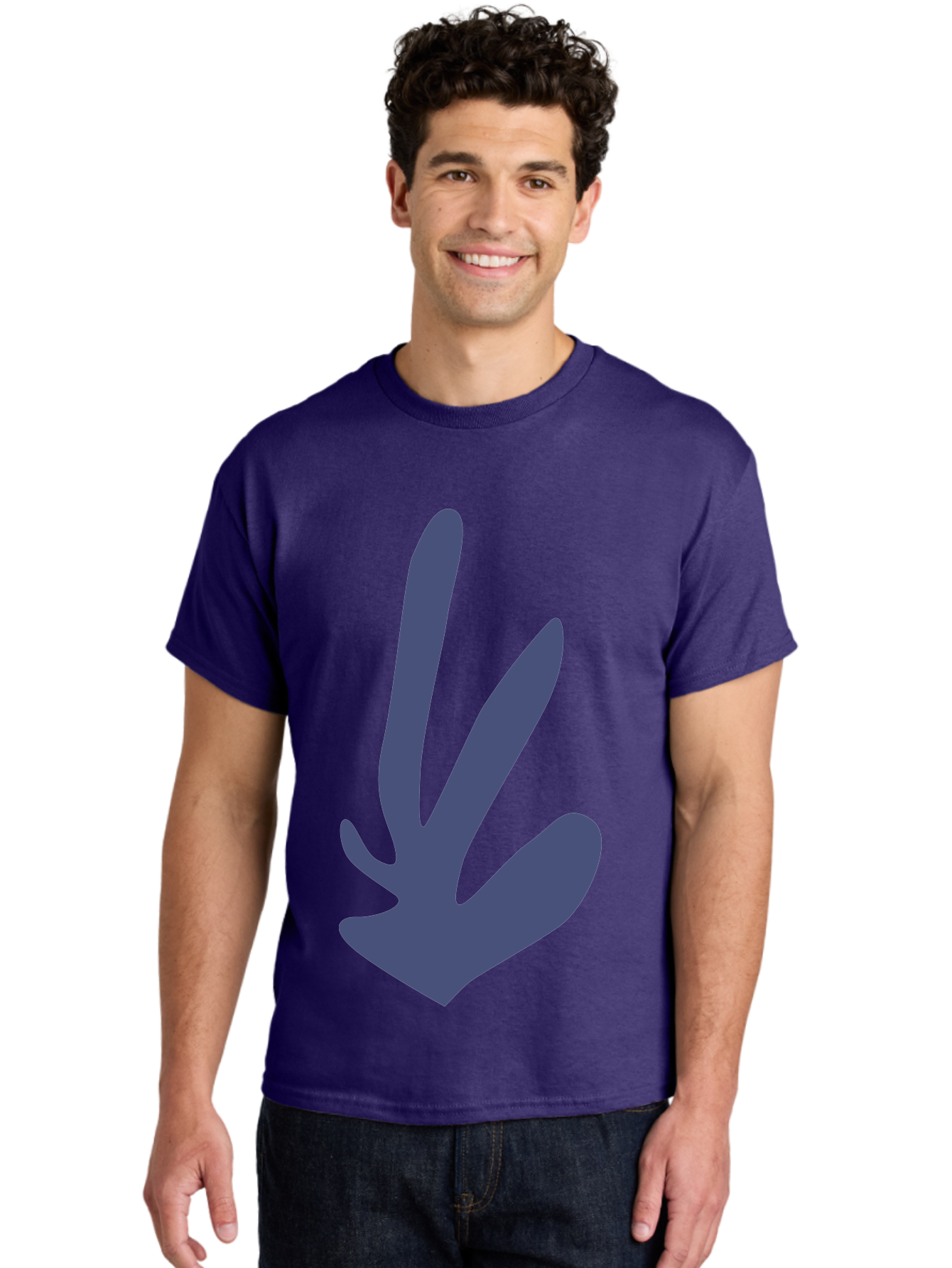 Purple-Hand Men'S Graphic Tee, 100% Cotton, Comfortable Casual Summer Wear, Machine Washable, Bird Footprint, Animal Track, Wildlife Sign, Nature Symbol, Bird Watching, Outdoor Adventure, Wildlife Conservation Aab632