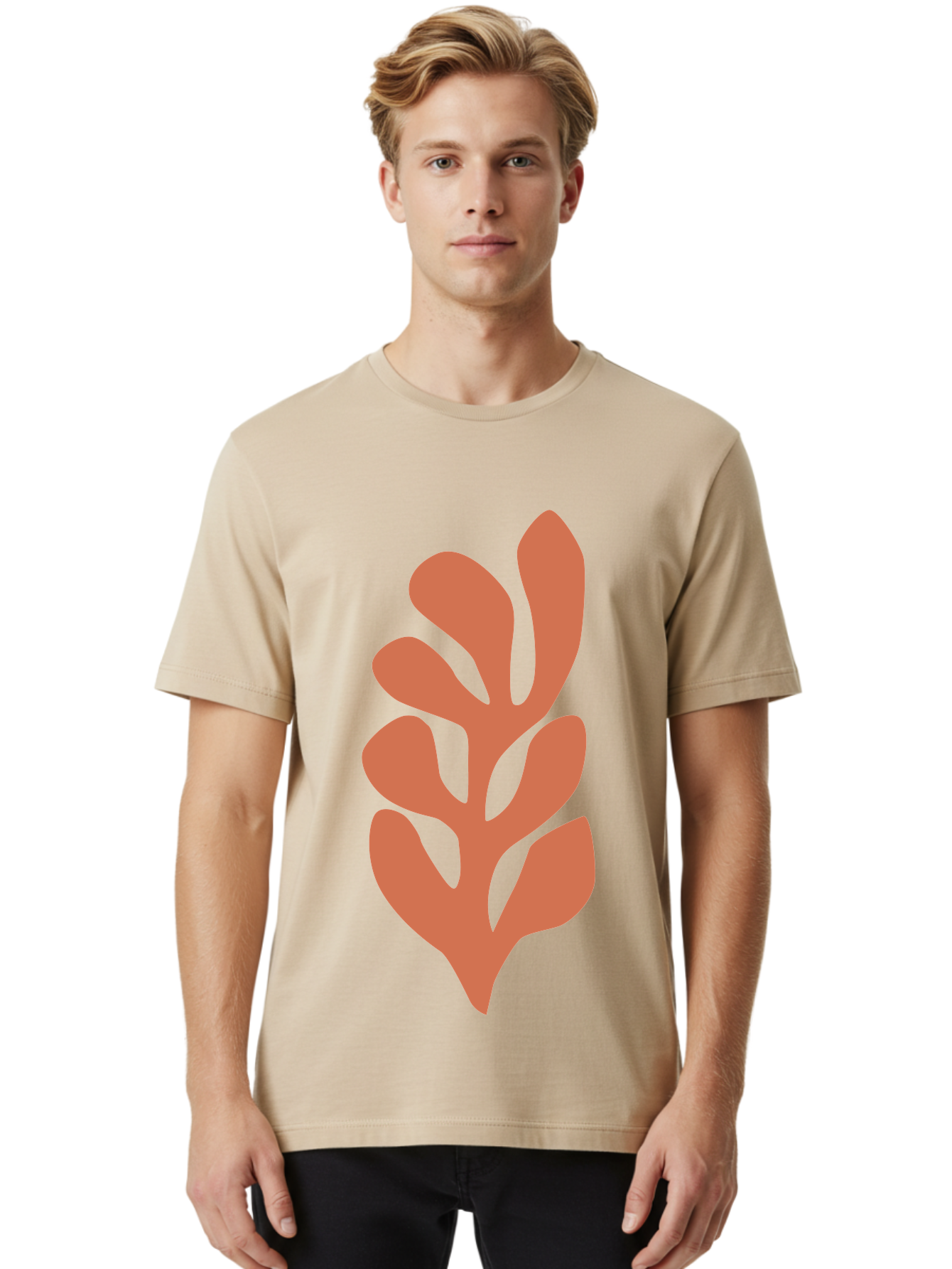 Seaweed-Silhouette-1 Men'S Graphic Tee, 100% Cotton, Comfortable Casual Summer Wear, Machine Washable, Pink Seaweed Illustration, Coral Reef, Ocean Flora, Underwater Plants, Aquatic Life, Coral Seaweed Aab633