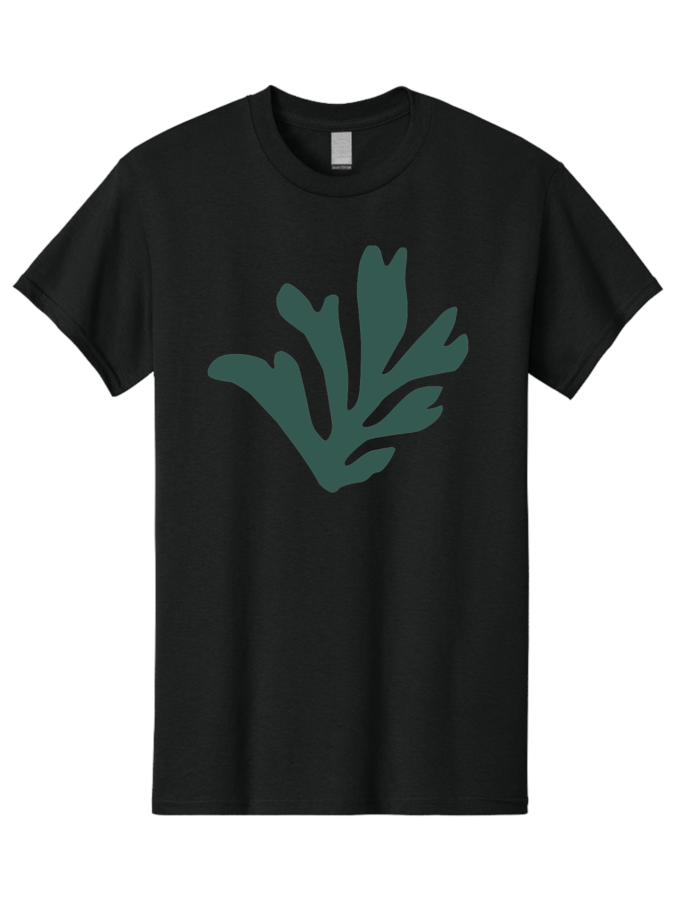 Seaweed-Silhouette Men'S Graphic Tee, 100% Cotton, Comfortable Casual Summer Wear, Machine Washable, Seaweed Silhouette, Ocean Flora, Underwater Plants, Marine Life, Dark Green, Abstract Shape, Simple Design, Minimalist Art Aab634