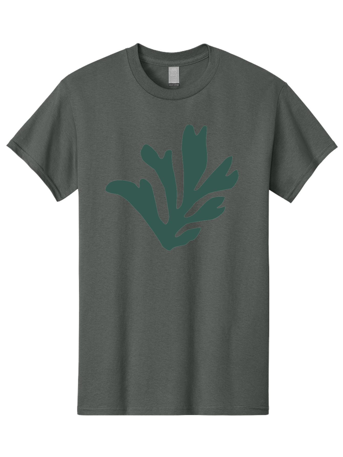 Seaweed-Silhouette Men'S Graphic Tee, 100% Cotton, Comfortable Casual Summer Wear, Machine Washable, Seaweed Silhouette, Ocean Flora, Underwater Plants, Marine Life, Dark Green, Abstract Shape, Simple Design, Minimalist Art Aab634