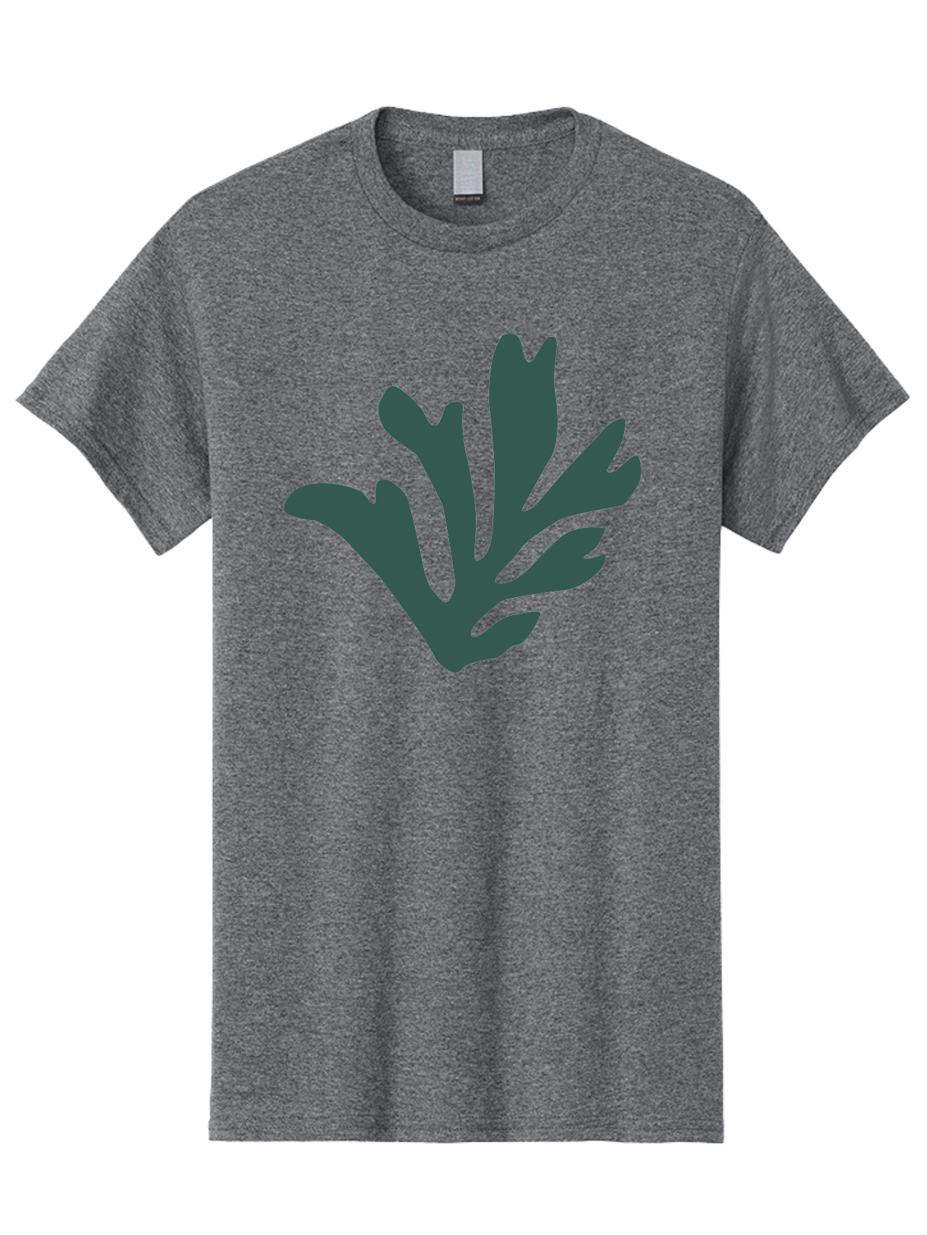 Seaweed-Silhouette Men'S Graphic Tee, 100% Cotton, Comfortable Casual Summer Wear, Machine Washable, Seaweed Silhouette, Ocean Flora, Underwater Plants, Marine Life, Dark Green, Abstract Shape, Simple Design, Minimalist Art Aab634
