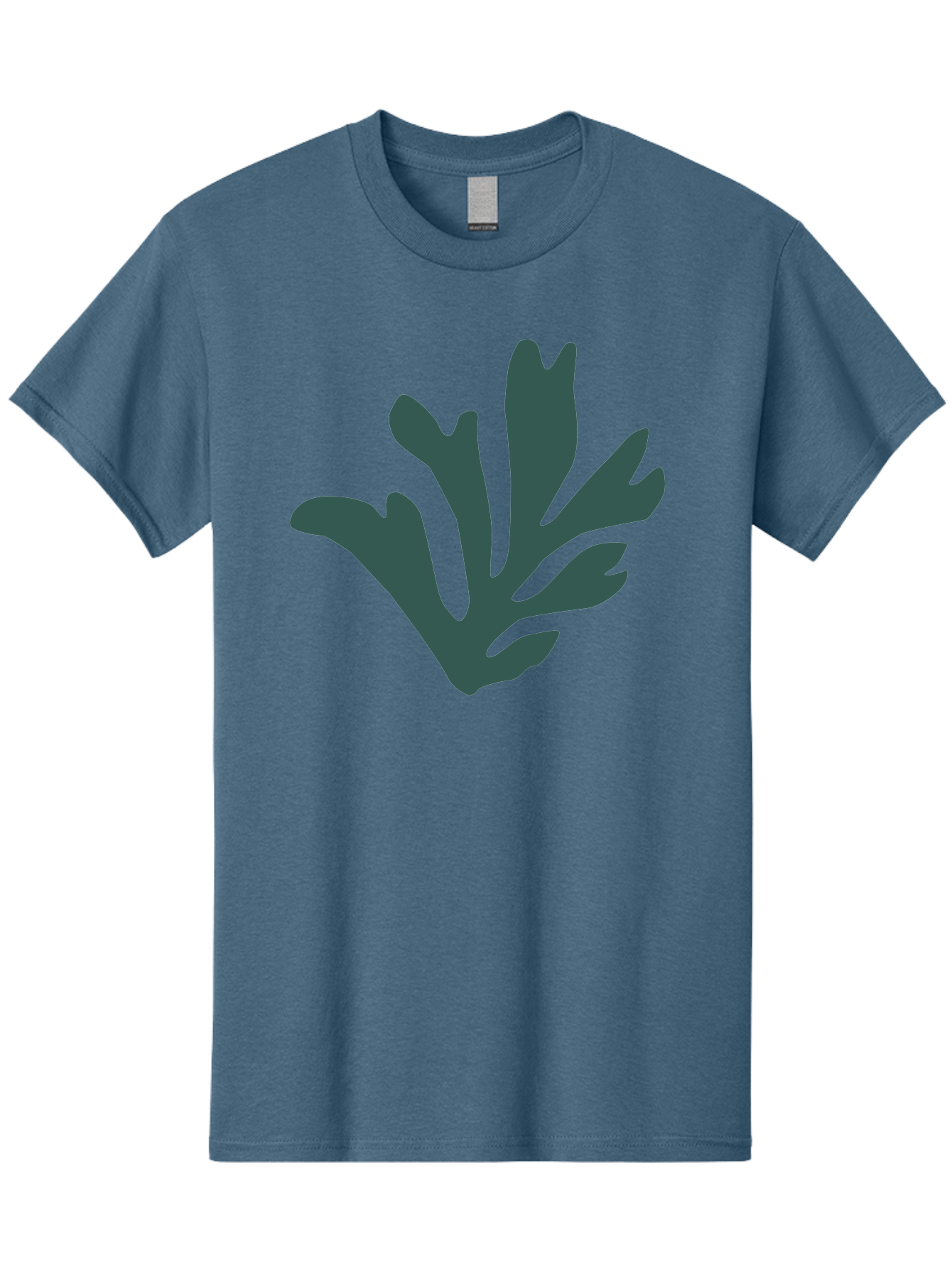 Seaweed-Silhouette Men'S Graphic Tee, 100% Cotton, Comfortable Casual Summer Wear, Machine Washable, Seaweed Silhouette, Ocean Flora, Underwater Plants, Marine Life, Dark Green, Abstract Shape, Simple Design, Minimalist Art Aab634