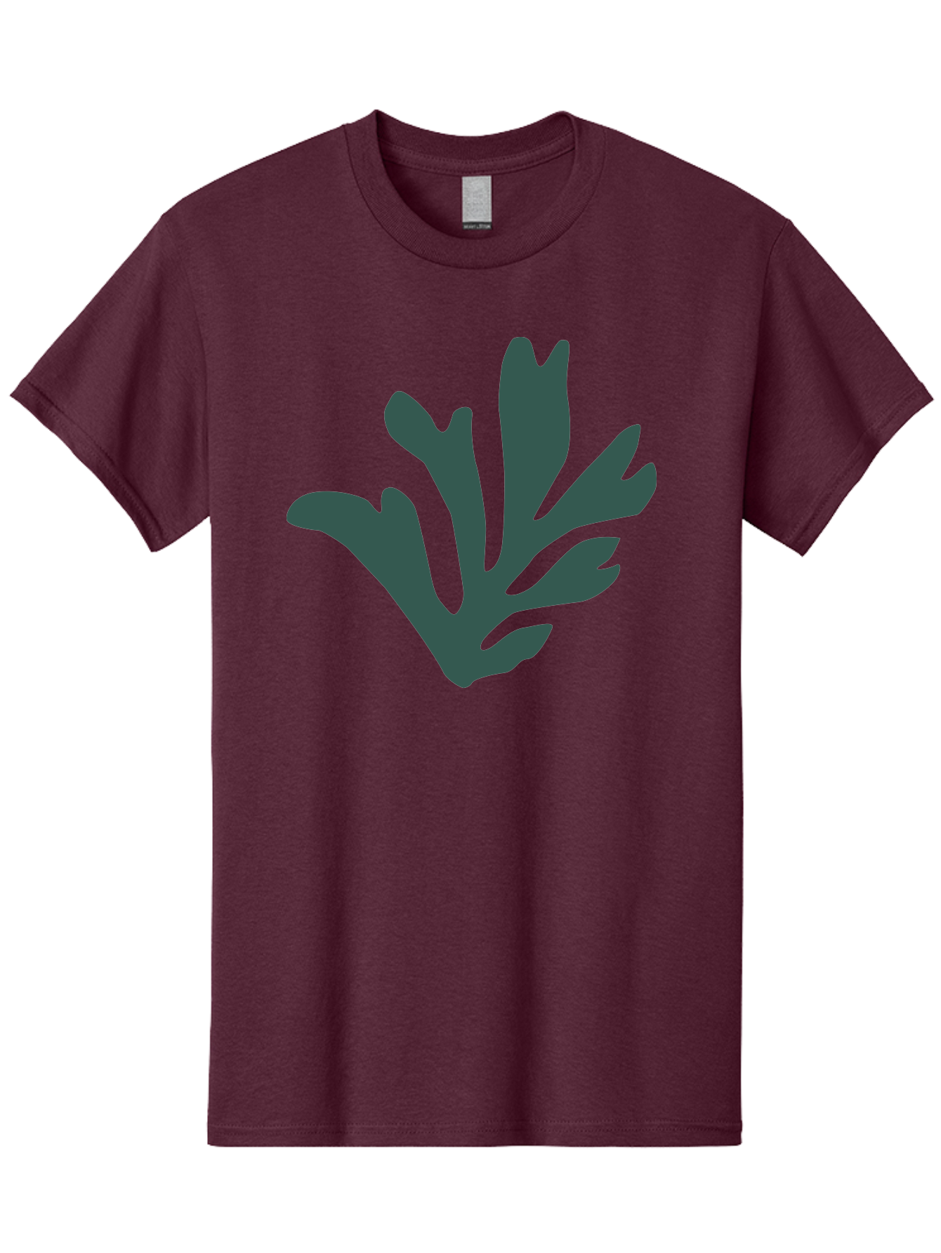 Seaweed-Silhouette Men'S Graphic Tee, 100% Cotton, Comfortable Casual Summer Wear, Machine Washable, Seaweed Silhouette, Ocean Flora, Underwater Plants, Marine Life, Dark Green, Abstract Shape, Simple Design, Minimalist Art Aab634
