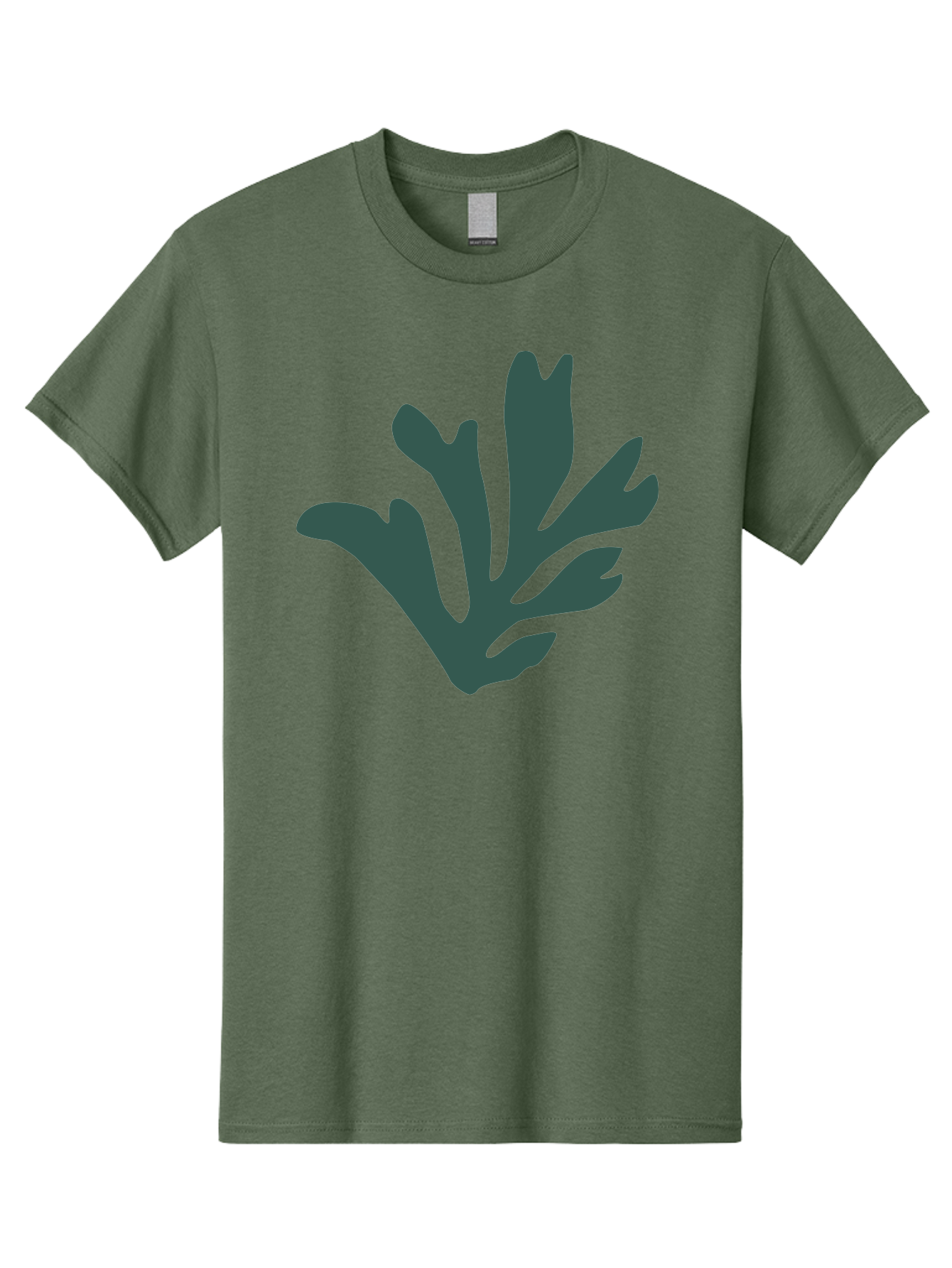Seaweed-Silhouette Men'S Graphic Tee, 100% Cotton, Comfortable Casual Summer Wear, Machine Washable, Seaweed Silhouette, Ocean Flora, Underwater Plants, Marine Life, Dark Green, Abstract Shape, Simple Design, Minimalist Art Aab634