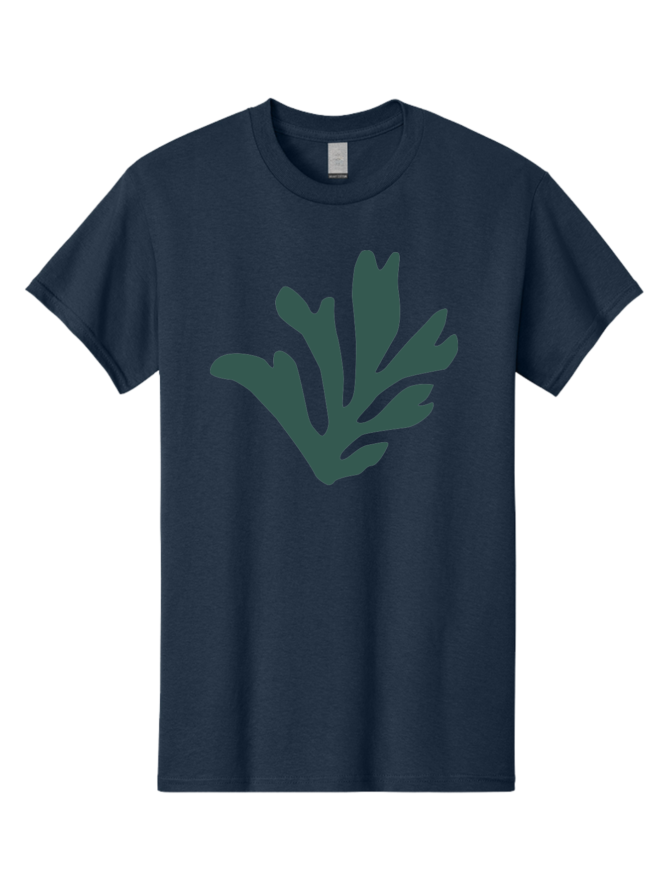 Seaweed-Silhouette Men'S Graphic Tee, 100% Cotton, Comfortable Casual Summer Wear, Machine Washable, Seaweed Silhouette, Ocean Flora, Underwater Plants, Marine Life, Dark Green, Abstract Shape, Simple Design, Minimalist Art Aab634