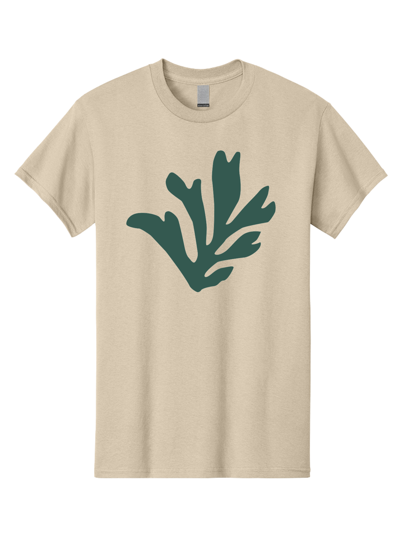 Seaweed-Silhouette Men'S Graphic Tee, 100% Cotton, Comfortable Casual Summer Wear, Machine Washable, Seaweed Silhouette, Ocean Flora, Underwater Plants, Marine Life, Dark Green, Abstract Shape, Simple Design, Minimalist Art Aab634