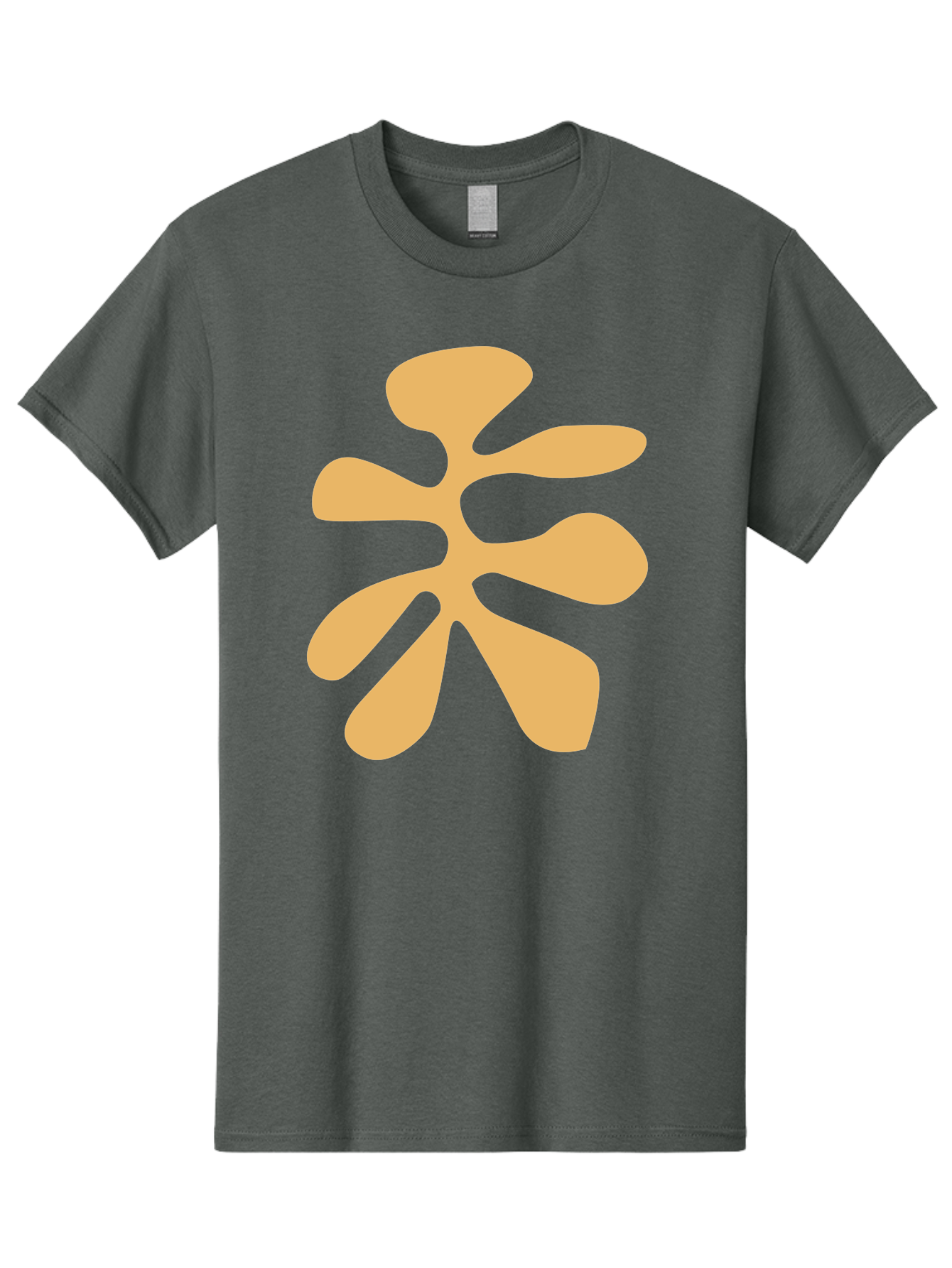 Tan-Asterisk Men'S Graphic Tee, 100% Cotton, Comfortable Casual Summer Wear, Machine Washable, Stylized Flower, Abstract Design, Modern Art, Minimalist Style, Orange Shape, Floral Motif, Simple Graphics, Contemporary Design Aab635