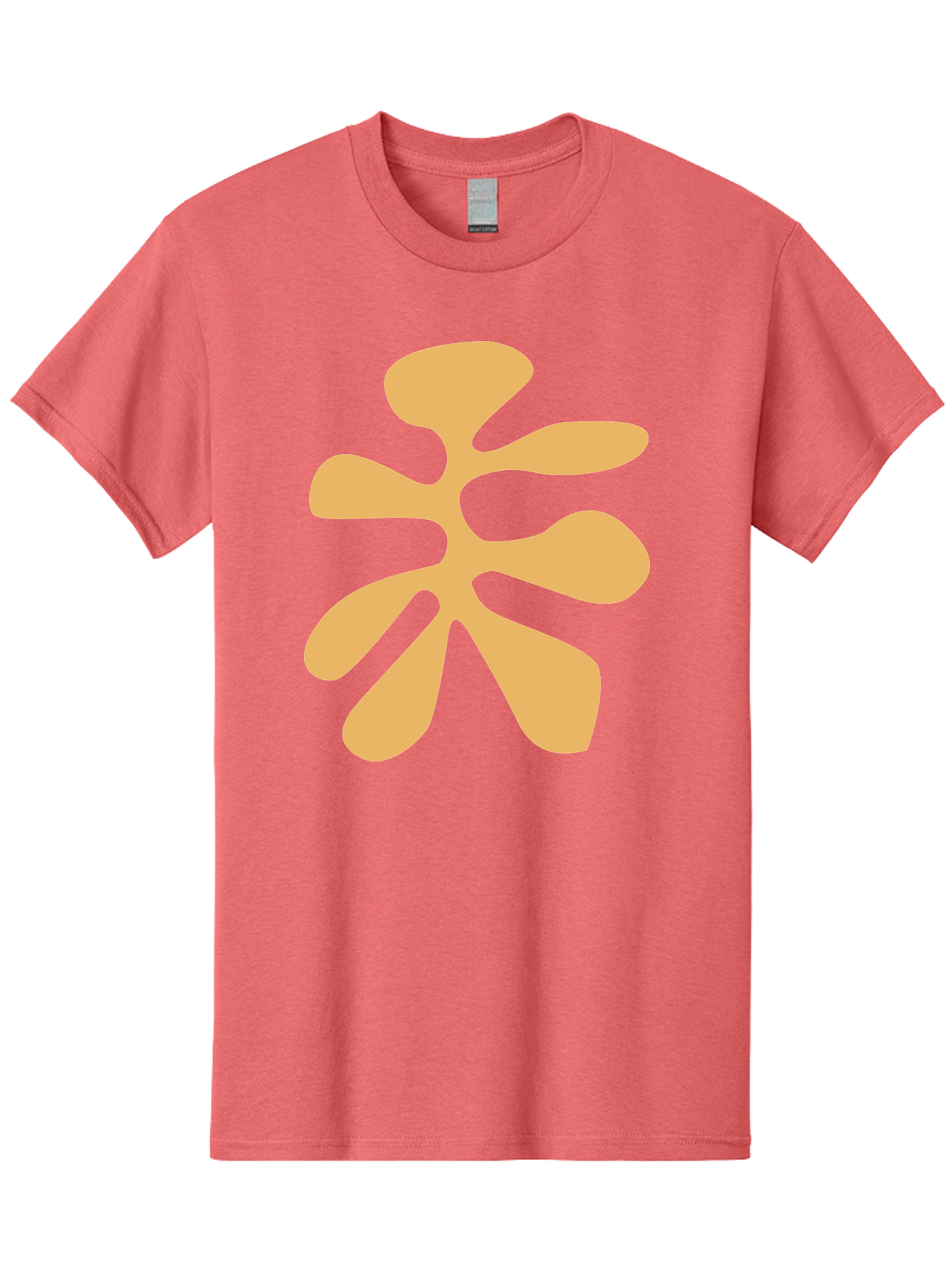 Tan-Asterisk Men'S Graphic Tee, 100% Cotton, Comfortable Casual Summer Wear, Machine Washable, Stylized Flower, Abstract Design, Modern Art, Minimalist Style, Orange Shape, Floral Motif, Simple Graphics, Contemporary Design Aab635