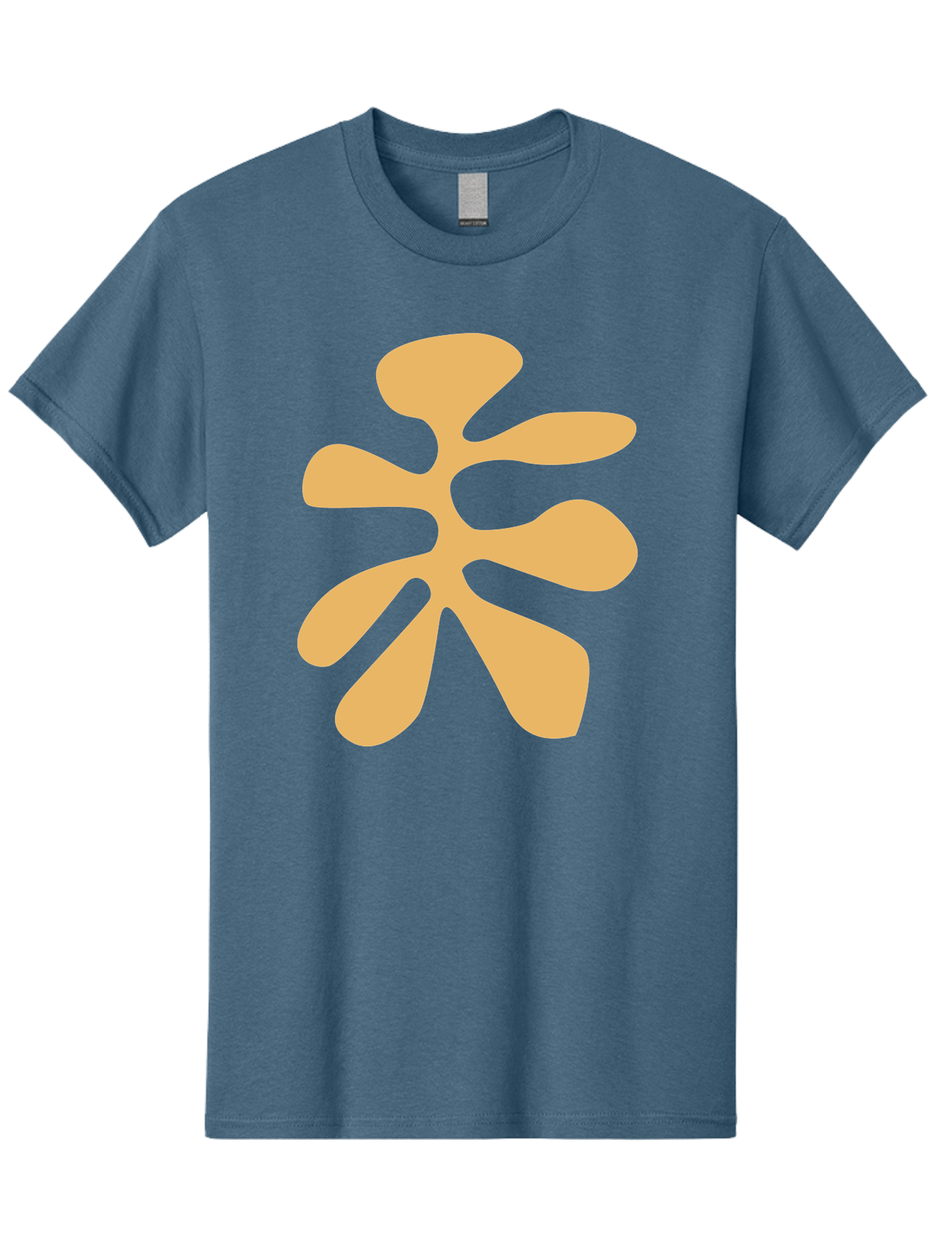 Tan-Asterisk Men'S Graphic Tee, 100% Cotton, Comfortable Casual Summer Wear, Machine Washable, Stylized Flower, Abstract Design, Modern Art, Minimalist Style, Orange Shape, Floral Motif, Simple Graphics, Contemporary Design Aab635