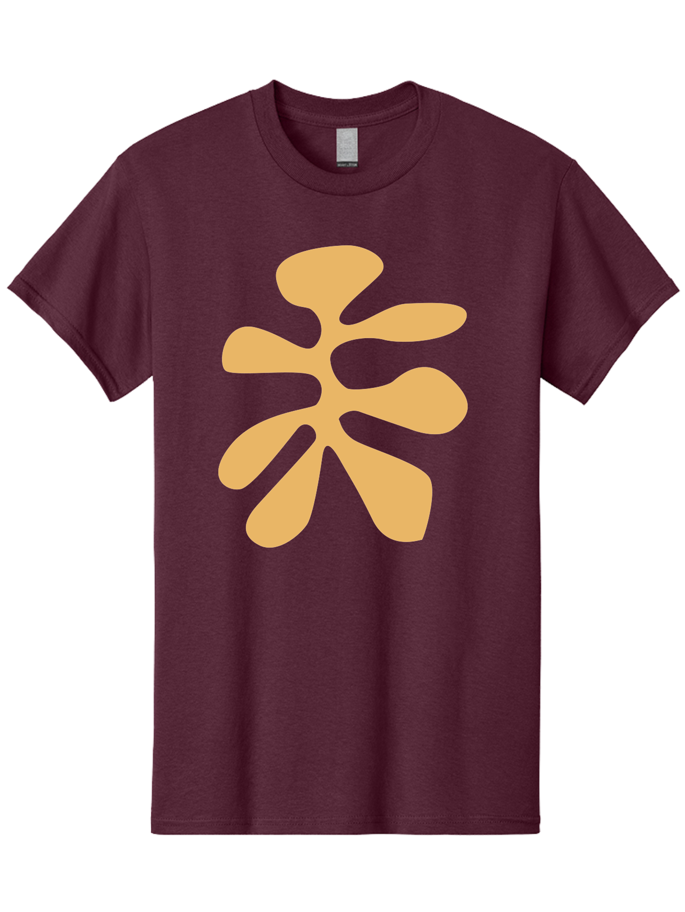 Tan-Asterisk Men'S Graphic Tee, 100% Cotton, Comfortable Casual Summer Wear, Machine Washable, Stylized Flower, Abstract Design, Modern Art, Minimalist Style, Orange Shape, Floral Motif, Simple Graphics, Contemporary Design Aab635