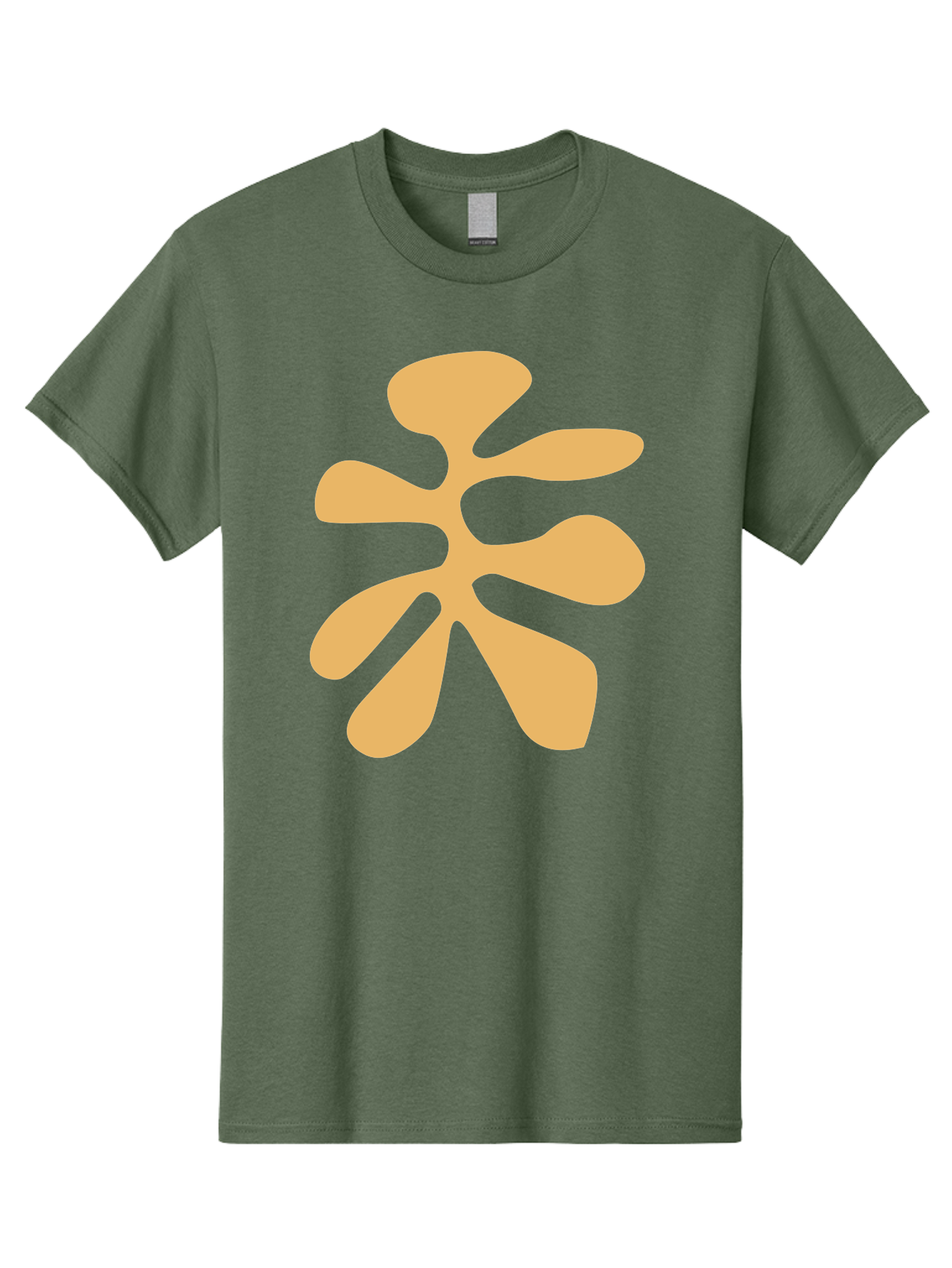 Tan-Asterisk Men'S Graphic Tee, 100% Cotton, Comfortable Casual Summer Wear, Machine Washable, Stylized Flower, Abstract Design, Modern Art, Minimalist Style, Orange Shape, Floral Motif, Simple Graphics, Contemporary Design Aab635
