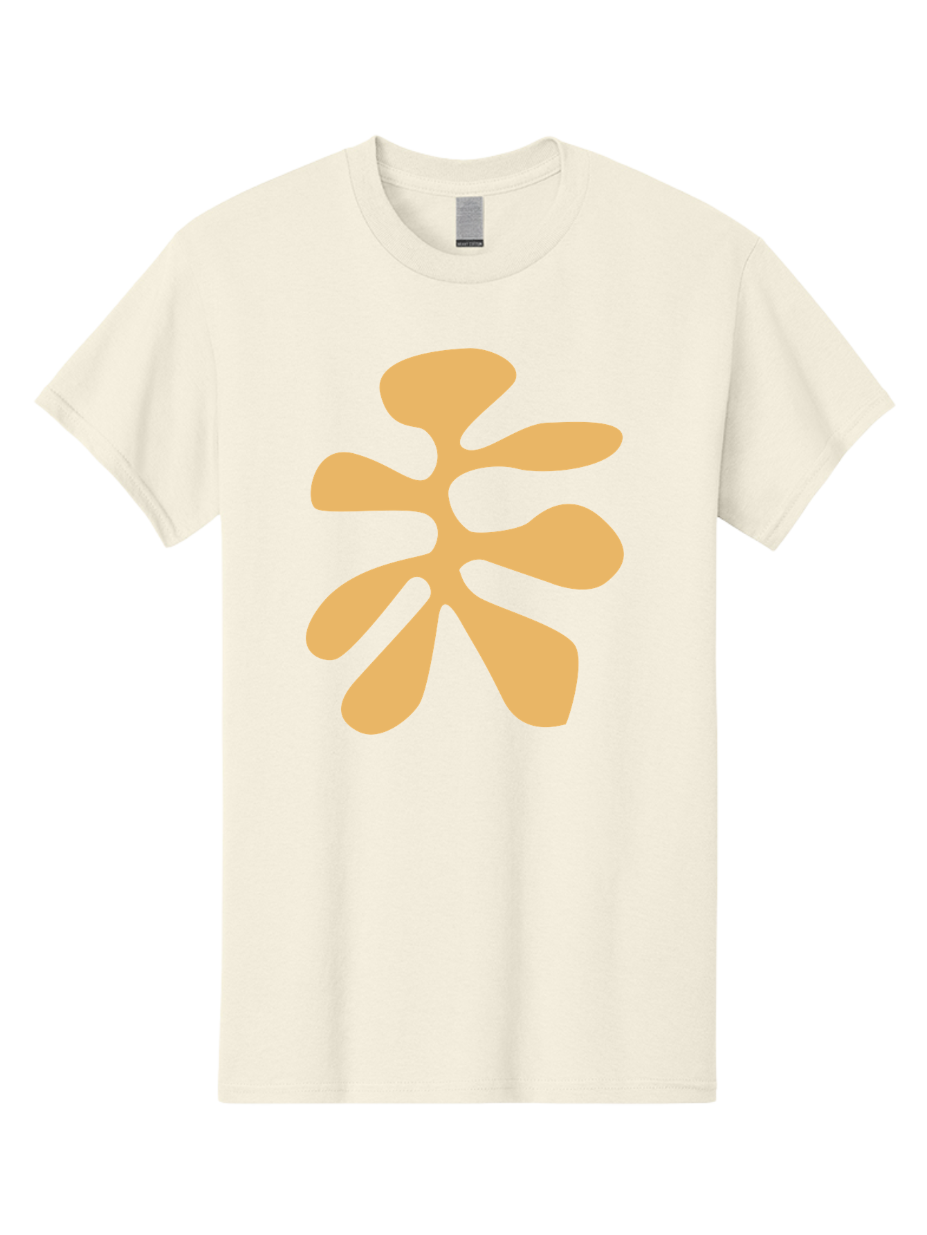 Tan-Asterisk Men'S Graphic Tee, 100% Cotton, Comfortable Casual Summer Wear, Machine Washable, Stylized Flower, Abstract Design, Modern Art, Minimalist Style, Orange Shape, Floral Motif, Simple Graphics, Contemporary Design Aab635