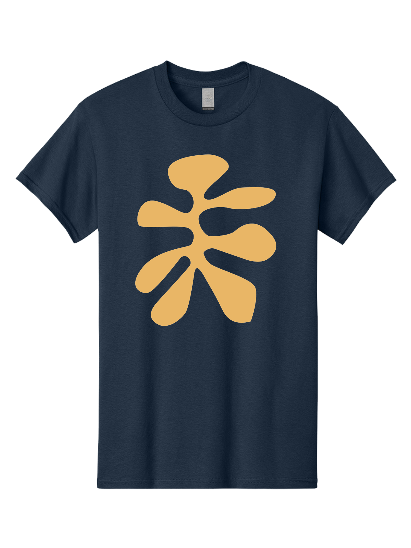 Tan-Asterisk Men'S Graphic Tee, 100% Cotton, Comfortable Casual Summer Wear, Machine Washable, Stylized Flower, Abstract Design, Modern Art, Minimalist Style, Orange Shape, Floral Motif, Simple Graphics, Contemporary Design Aab635