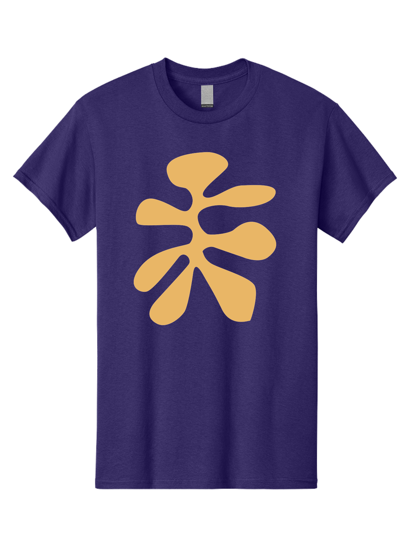 Tan-Asterisk Men'S Graphic Tee, 100% Cotton, Comfortable Casual Summer Wear, Machine Washable, Stylized Flower, Abstract Design, Modern Art, Minimalist Style, Orange Shape, Floral Motif, Simple Graphics, Contemporary Design Aab635