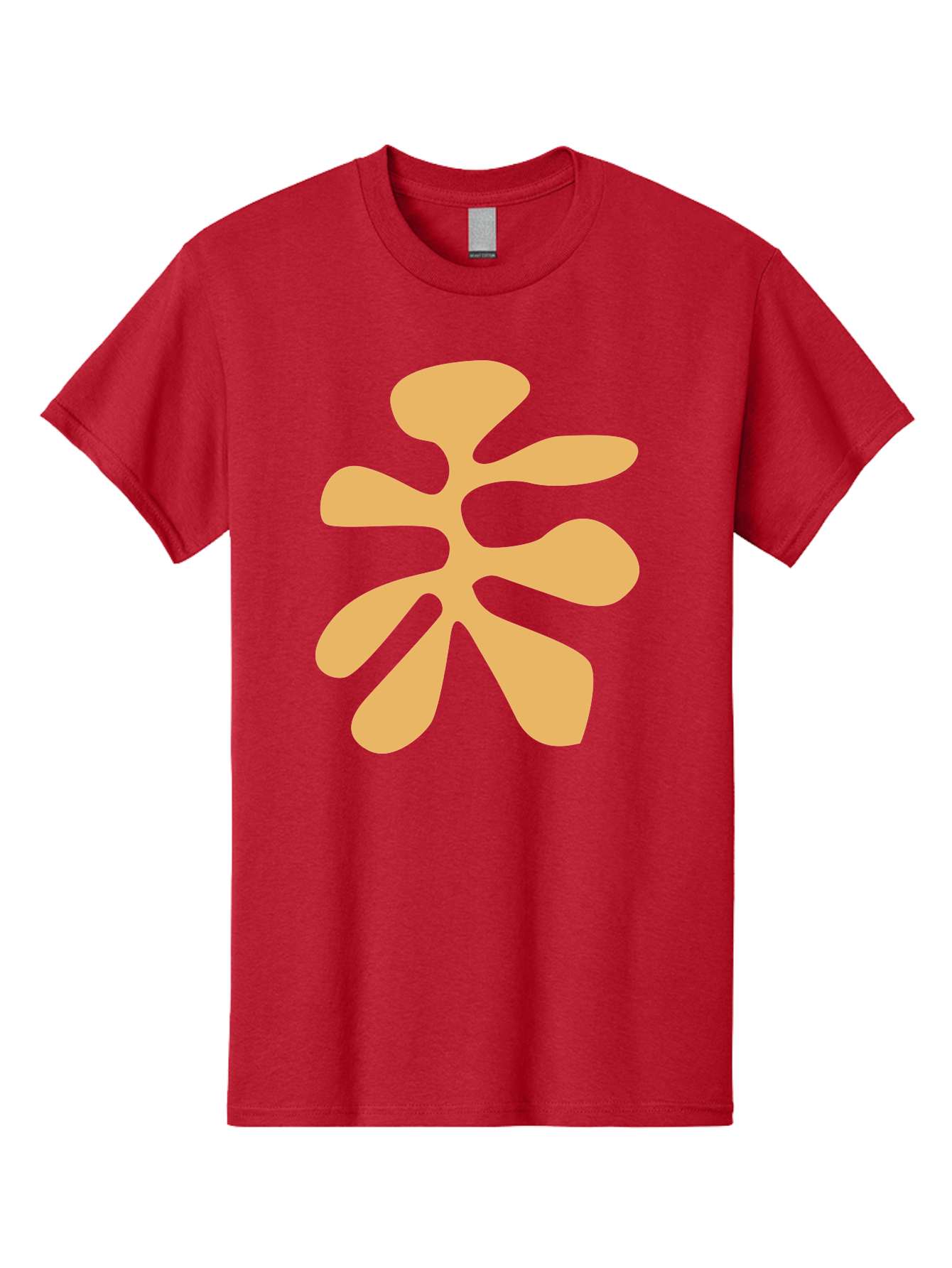 Tan-Asterisk Men'S Graphic Tee, 100% Cotton, Comfortable Casual Summer Wear, Machine Washable, Stylized Flower, Abstract Design, Modern Art, Minimalist Style, Orange Shape, Floral Motif, Simple Graphics, Contemporary Design Aab635