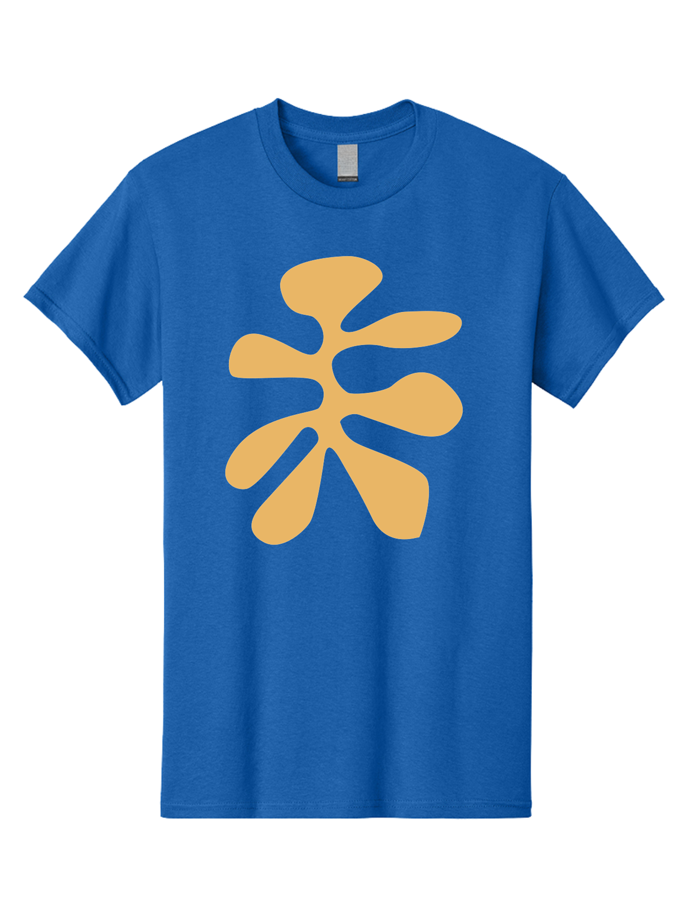 Tan-Asterisk Men'S Graphic Tee, 100% Cotton, Comfortable Casual Summer Wear, Machine Washable, Stylized Flower, Abstract Design, Modern Art, Minimalist Style, Orange Shape, Floral Motif, Simple Graphics, Contemporary Design Aab635
