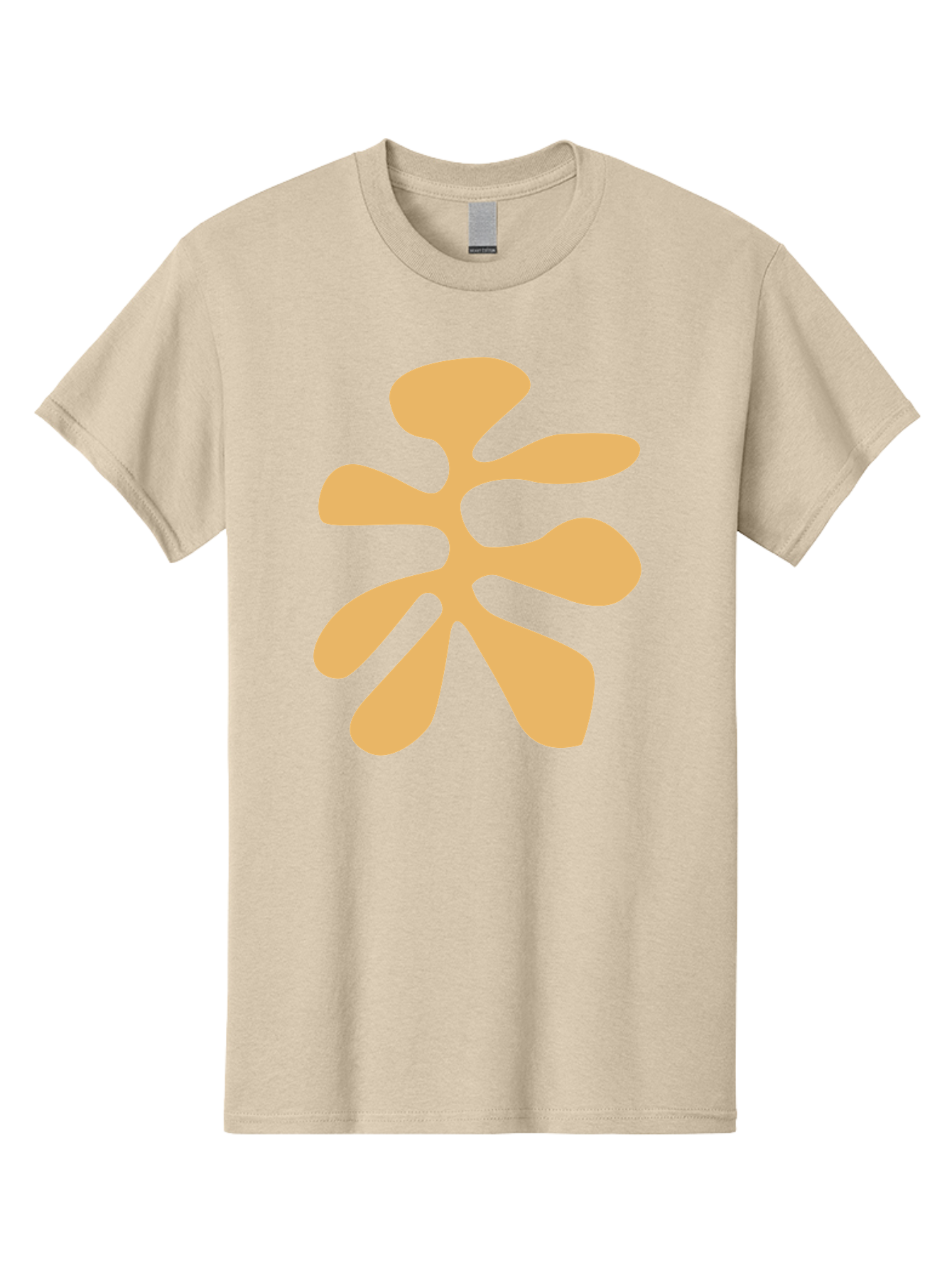Tan-Asterisk Men'S Graphic Tee, 100% Cotton, Comfortable Casual Summer Wear, Machine Washable, Stylized Flower, Abstract Design, Modern Art, Minimalist Style, Orange Shape, Floral Motif, Simple Graphics, Contemporary Design Aab635