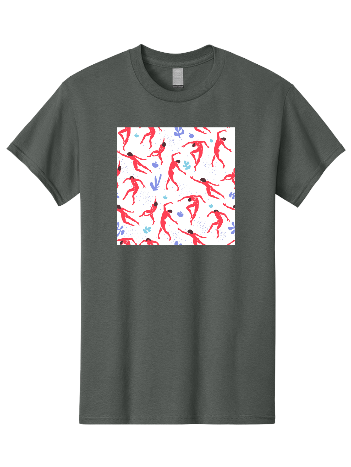 Yoga-Pattern Men'S Graphic Tee, 100% Cotton, Comfortable Casual Summer Wear, Machine Washable, Nude Figures, Red Silhouettes, Dynamic Poses, Yoga, Wellness, Floral Patterns, Abstract Shapes, Playful Designs, Modern Art, Minimalist Aesthetic Aab639