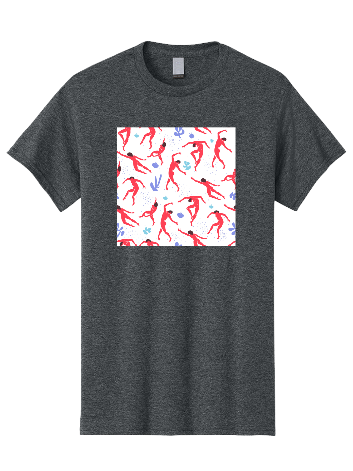 Yoga-Pattern Men'S Graphic Tee, 100% Cotton, Comfortable Casual Summer Wear, Machine Washable, Nude Figures, Red Silhouettes, Dynamic Poses, Yoga, Wellness, Floral Patterns, Abstract Shapes, Playful Designs, Modern Art, Minimalist Aesthetic Aab639