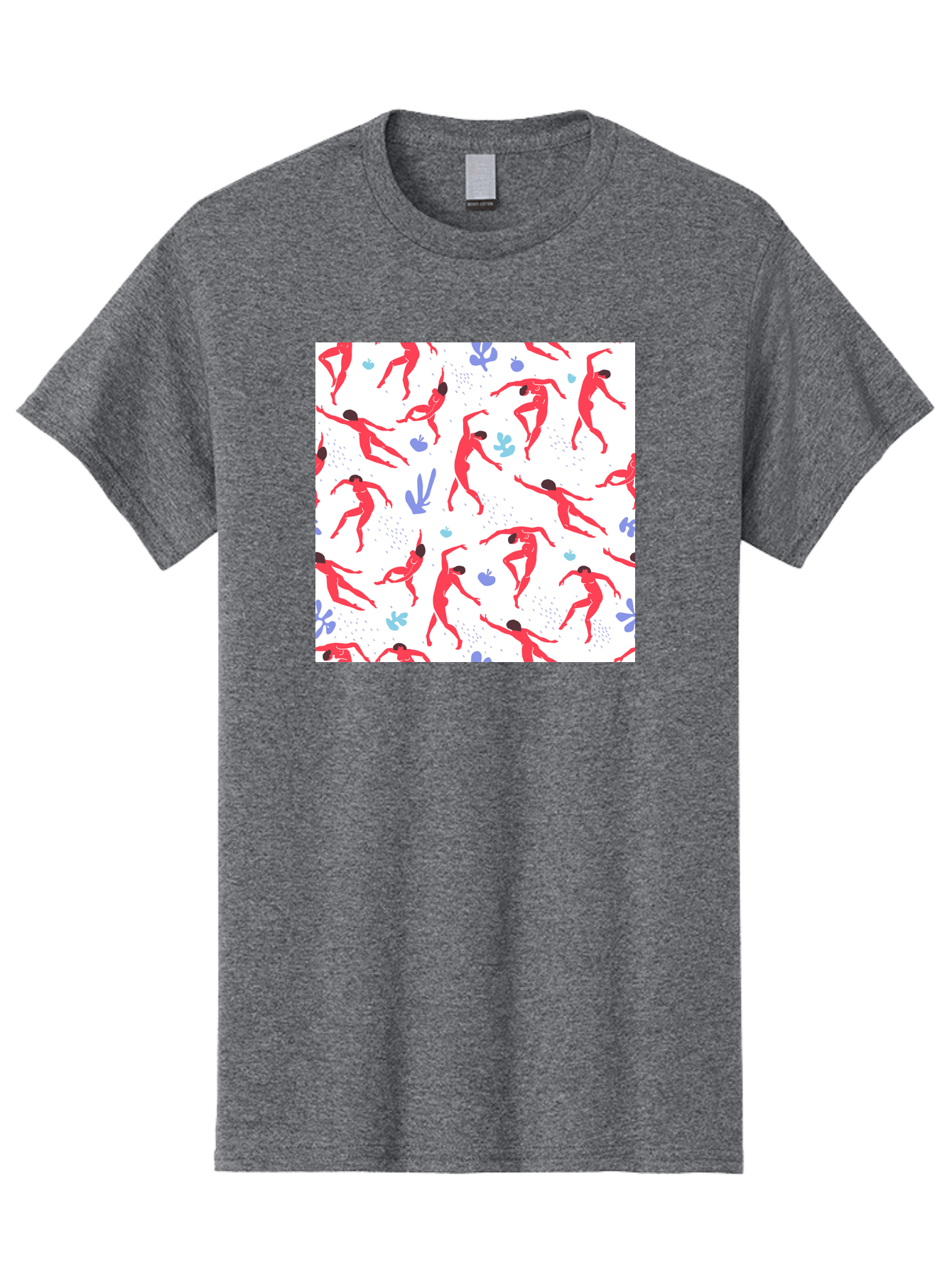 Yoga-Pattern Men'S Graphic Tee, 100% Cotton, Comfortable Casual Summer Wear, Machine Washable, Nude Figures, Red Silhouettes, Dynamic Poses, Yoga, Wellness, Floral Patterns, Abstract Shapes, Playful Designs, Modern Art, Minimalist Aesthetic Aab639