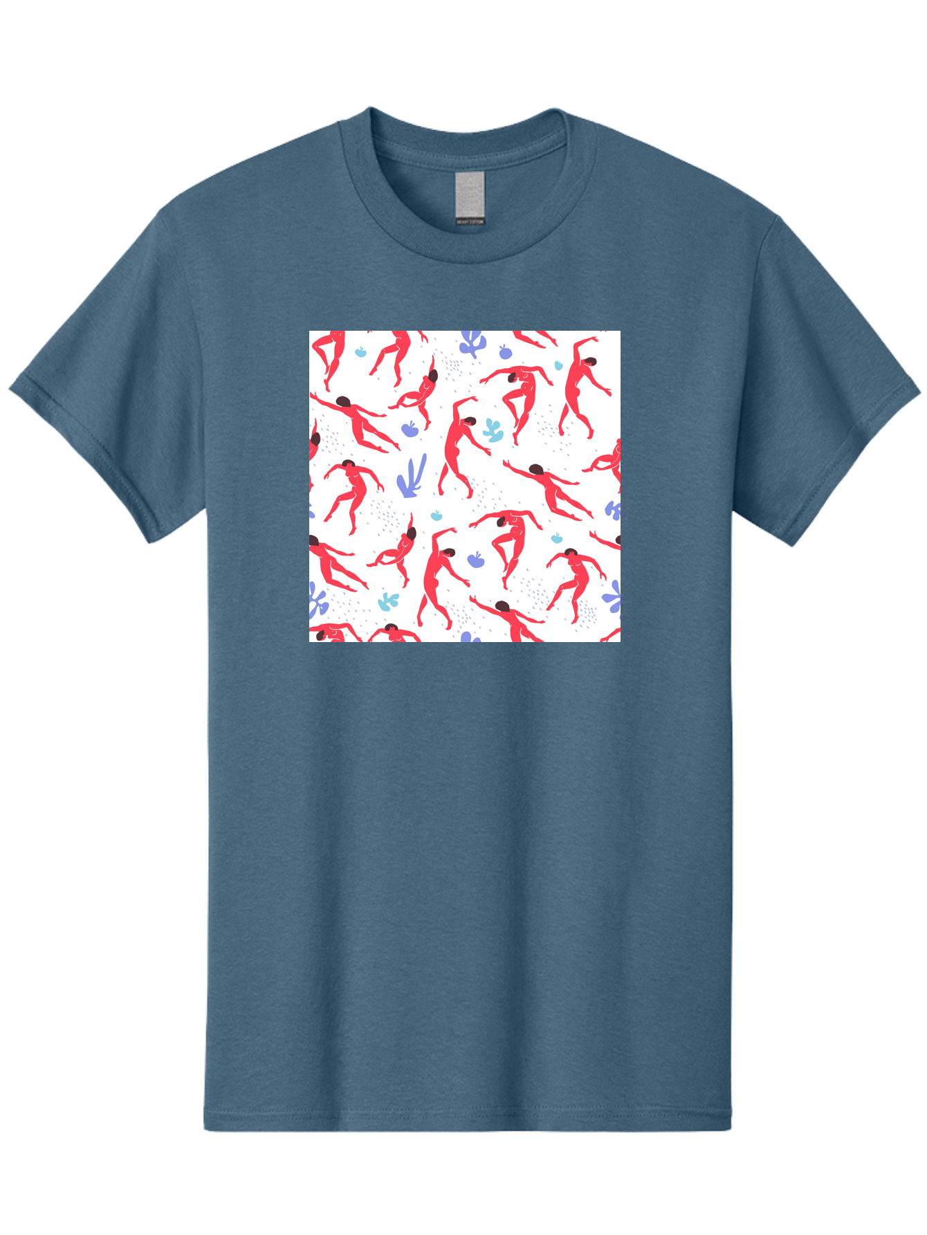 Yoga-Pattern Men'S Graphic Tee, 100% Cotton, Comfortable Casual Summer Wear, Machine Washable, Nude Figures, Red Silhouettes, Dynamic Poses, Yoga, Wellness, Floral Patterns, Abstract Shapes, Playful Designs, Modern Art, Minimalist Aesthetic Aab639