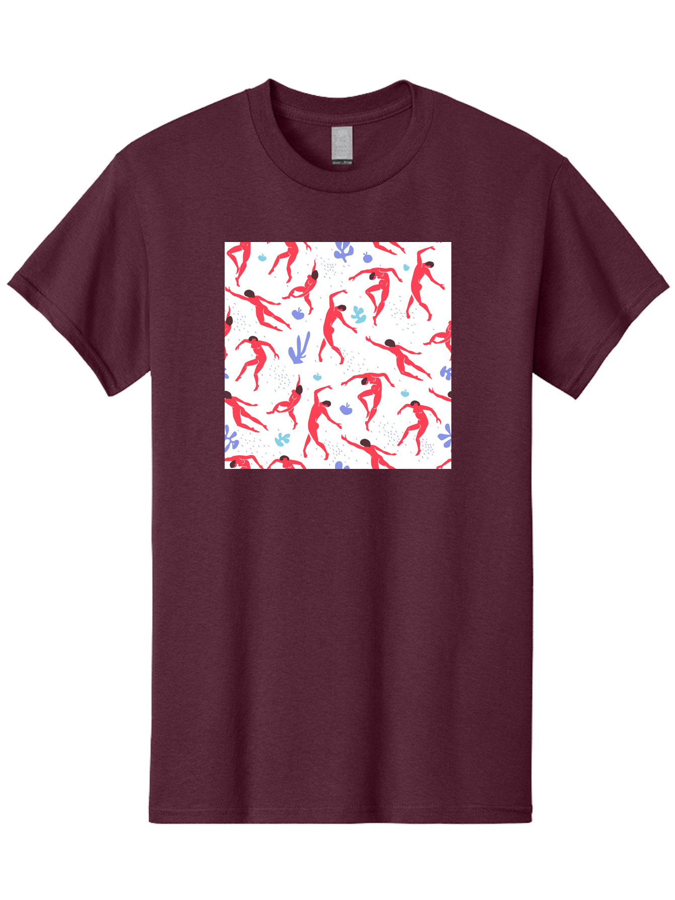 Yoga-Pattern Men'S Graphic Tee, 100% Cotton, Comfortable Casual Summer Wear, Machine Washable, Nude Figures, Red Silhouettes, Dynamic Poses, Yoga, Wellness, Floral Patterns, Abstract Shapes, Playful Designs, Modern Art, Minimalist Aesthetic Aab639