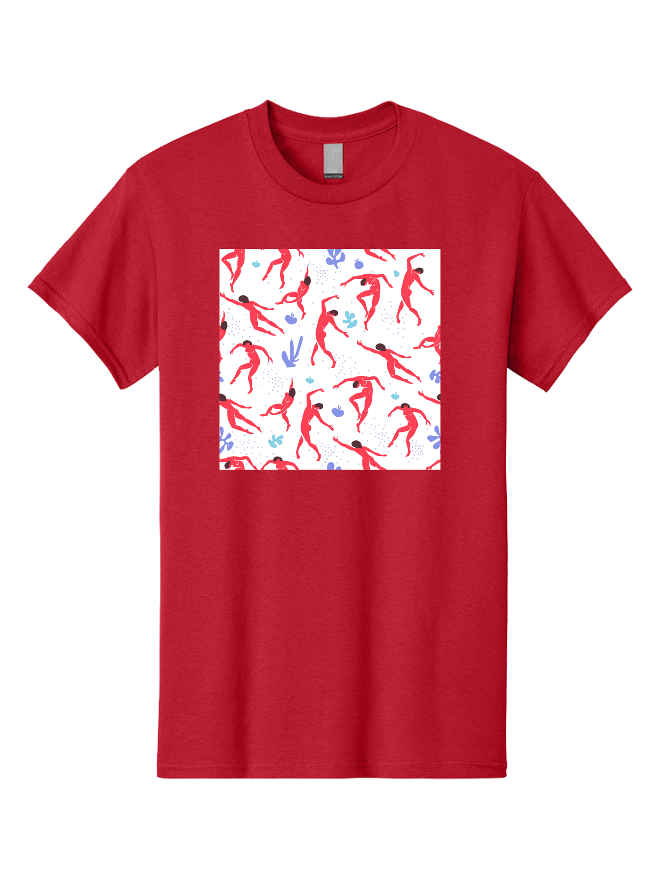 Yoga-Pattern Men'S Graphic Tee, 100% Cotton, Comfortable Casual Summer Wear, Machine Washable, Nude Figures, Red Silhouettes, Dynamic Poses, Yoga, Wellness, Floral Patterns, Abstract Shapes, Playful Designs, Modern Art, Minimalist Aesthetic Aab639
