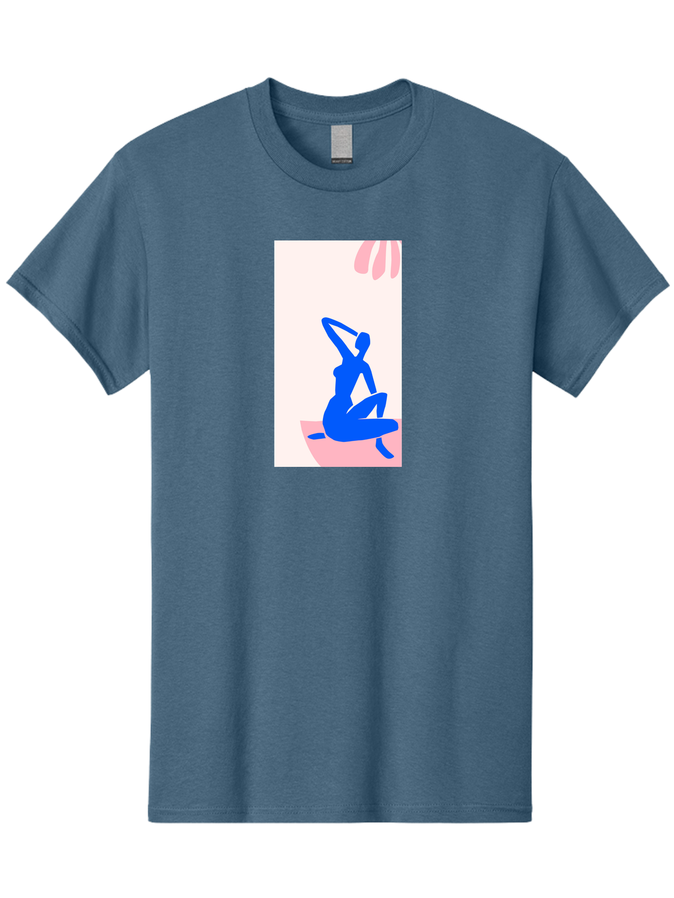 Yoga-Pose Men'S Graphic Tee, 100% Cotton, Comfortable Casual Summer Wear, Machine Washable, Yoga Silhouette, Serene Pose, Blue Figure, Wellness, Fitness, Meditation, Relaxation, Mindfulness, Calm Atmosphere Aab640