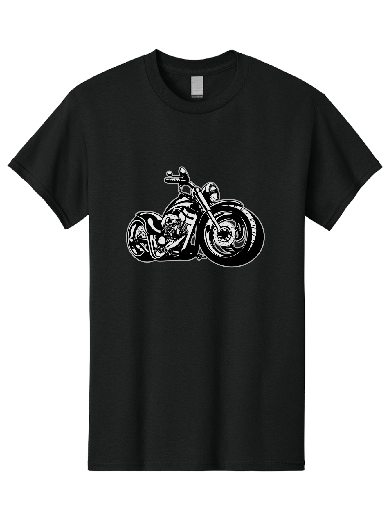Chopper-Motorcycle Men'S Graphic Tee, 100% Cotton, Comfortable Casual Summer Wear, Machine Washable, Custom Motorcycle, Chopper Bike, Black And White Illustration, Biker Culture, Motorcycle Art, Custom Wheels, Chrome Exhaust, Motorbike Design Aab644