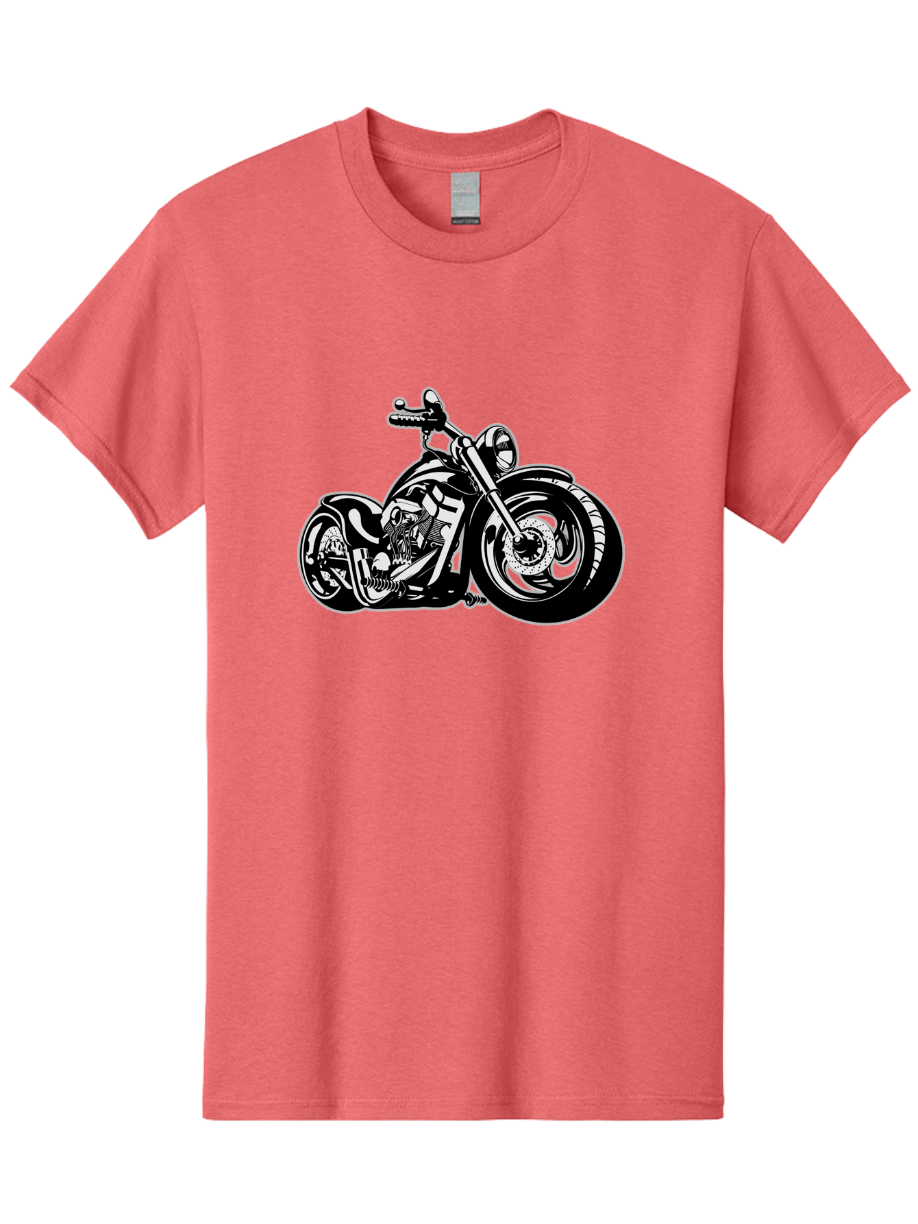 Chopper-Motorcycle Men'S Graphic Tee, 100% Cotton, Comfortable Casual Summer Wear, Machine Washable, Custom Motorcycle, Chopper Bike, Black And White Illustration, Biker Culture, Motorcycle Art, Custom Wheels, Chrome Exhaust, Motorbike Design Aab644