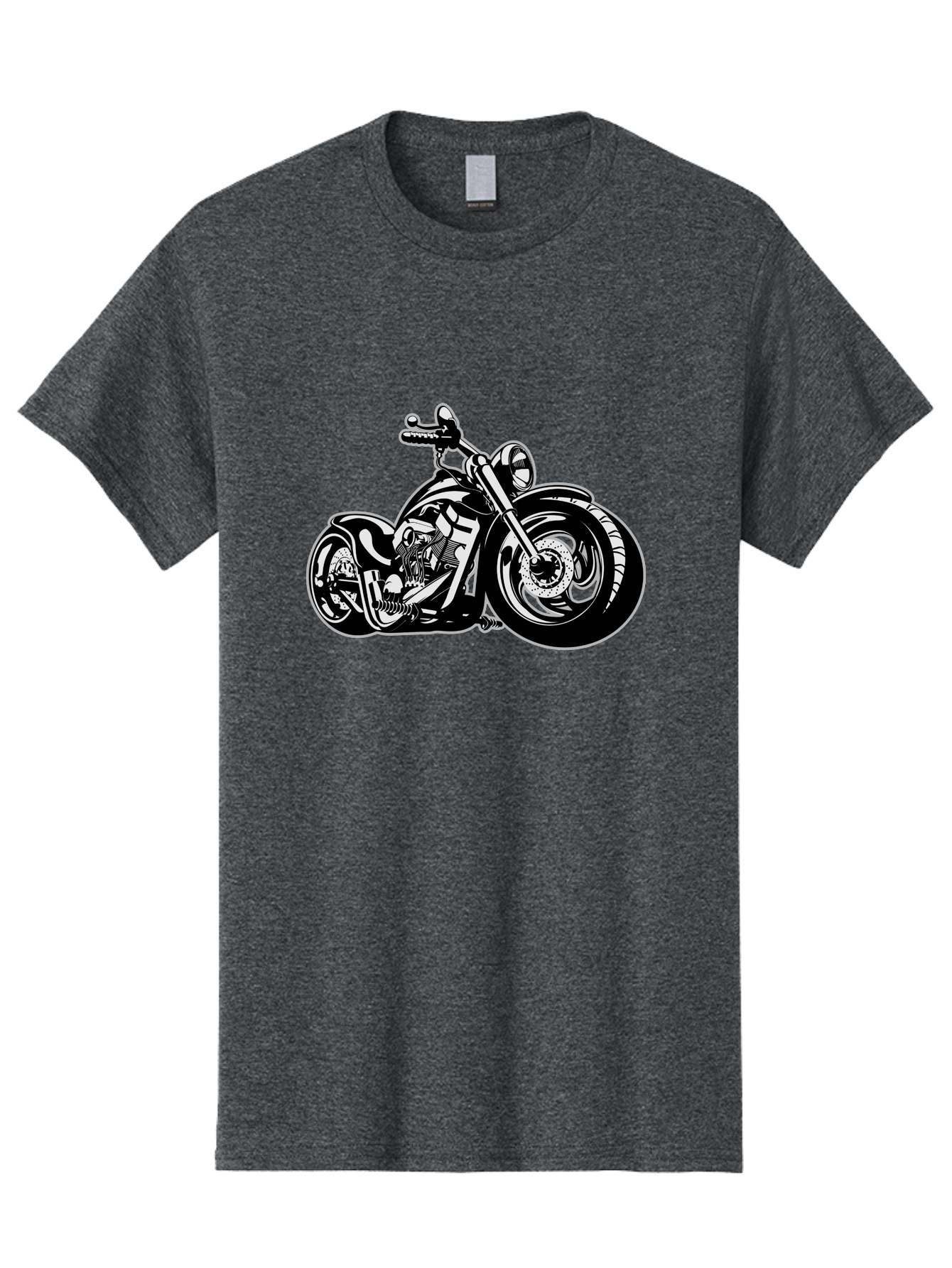 Chopper-Motorcycle Men'S Graphic Tee, 100% Cotton, Comfortable Casual Summer Wear, Machine Washable, Custom Motorcycle, Chopper Bike, Black And White Illustration, Biker Culture, Motorcycle Art, Custom Wheels, Chrome Exhaust, Motorbike Design Aab644